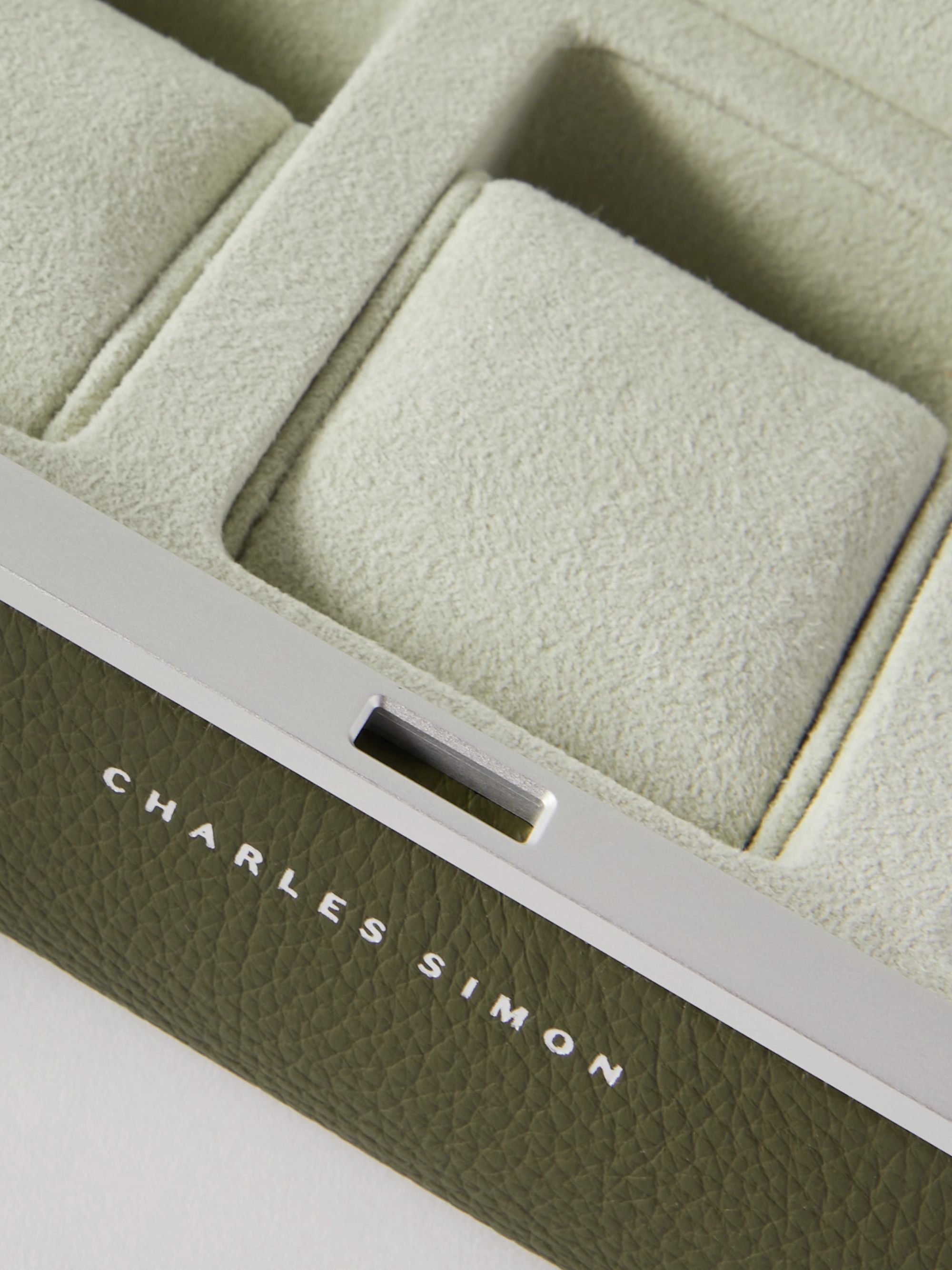 CHARLES SIMON Eaton Full-Grain Leather Three-Piece Travel Watch Case