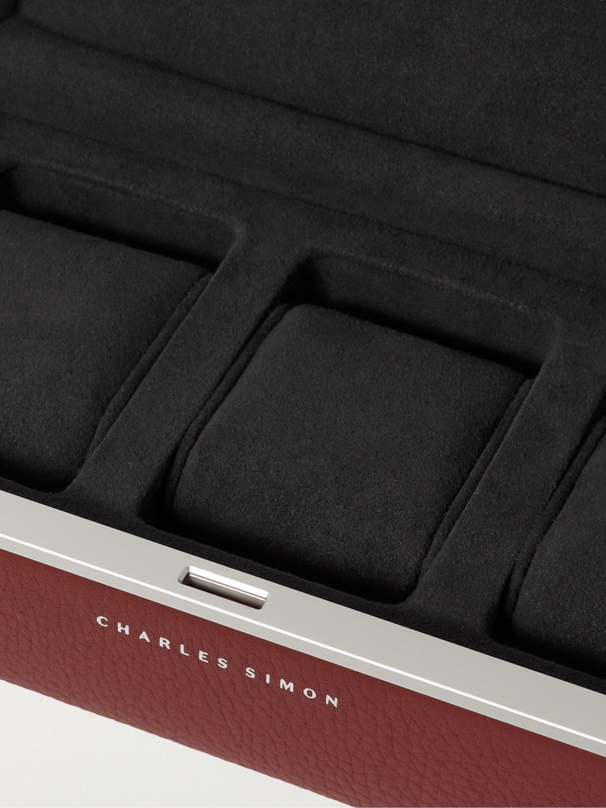 CHARLES SIMON Eaton Full-Grain Leather Three-Piece Travel Watch Case