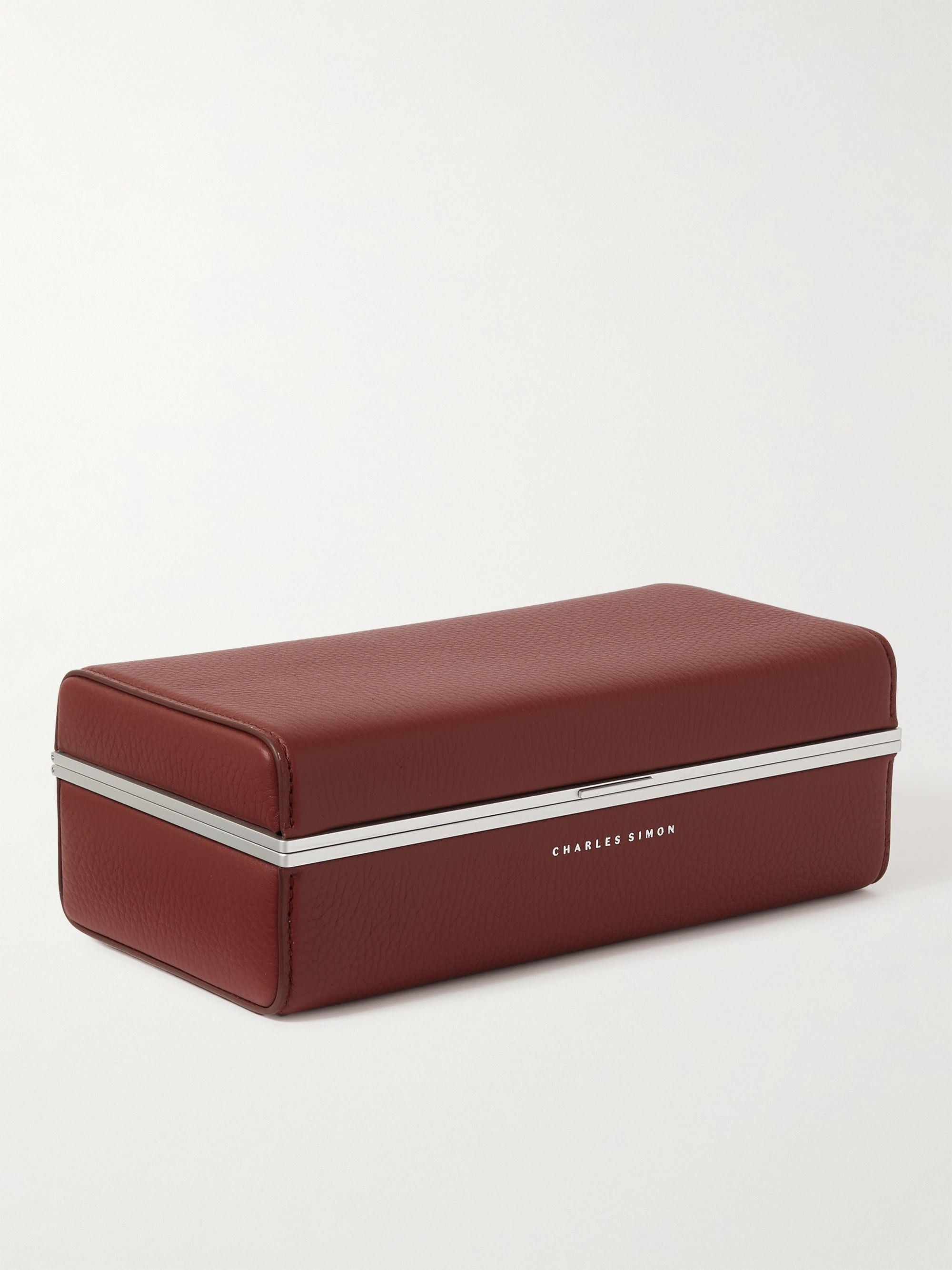 CHARLES SIMON Eaton Full-Grain Leather Three-Piece Travel Watch Case