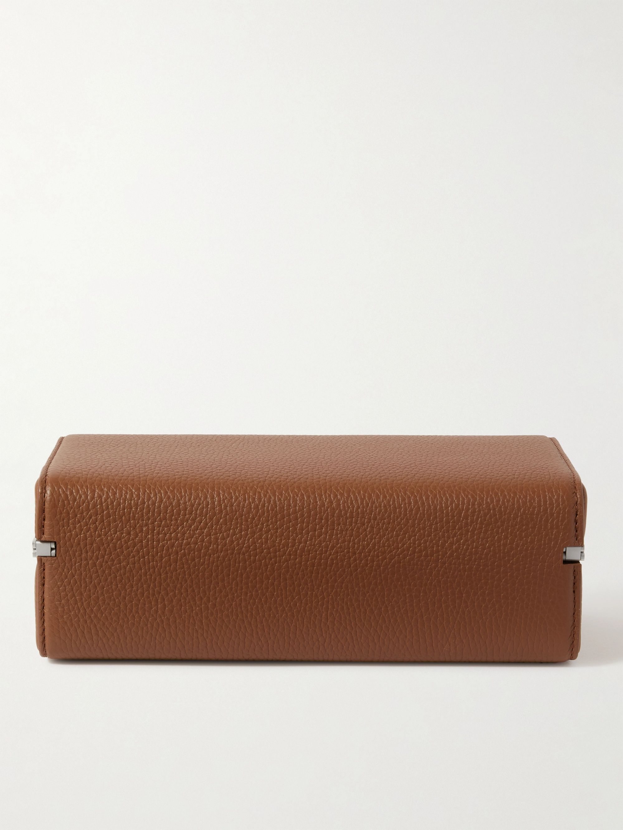 CHARLES SIMON Eaton Full-Grain Leather Three-Piece Travel Watch Case