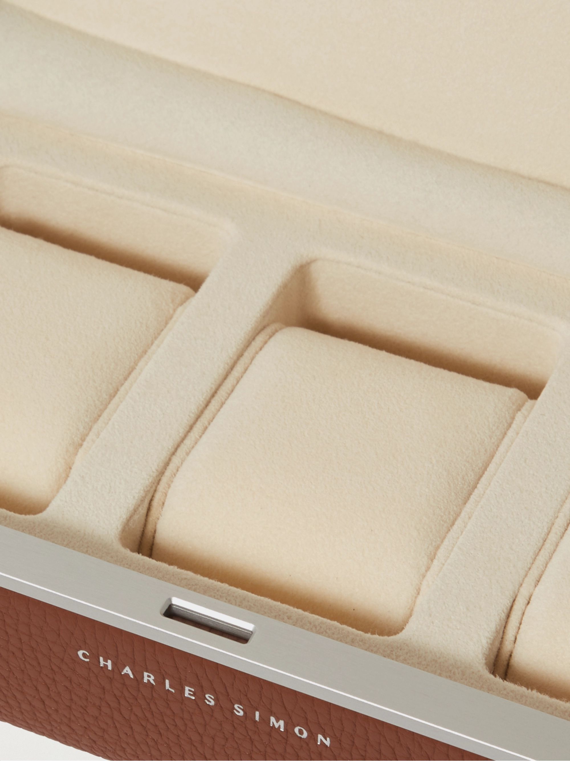 CHARLES SIMON Eaton Full-Grain Leather Three-Piece Travel Watch Case