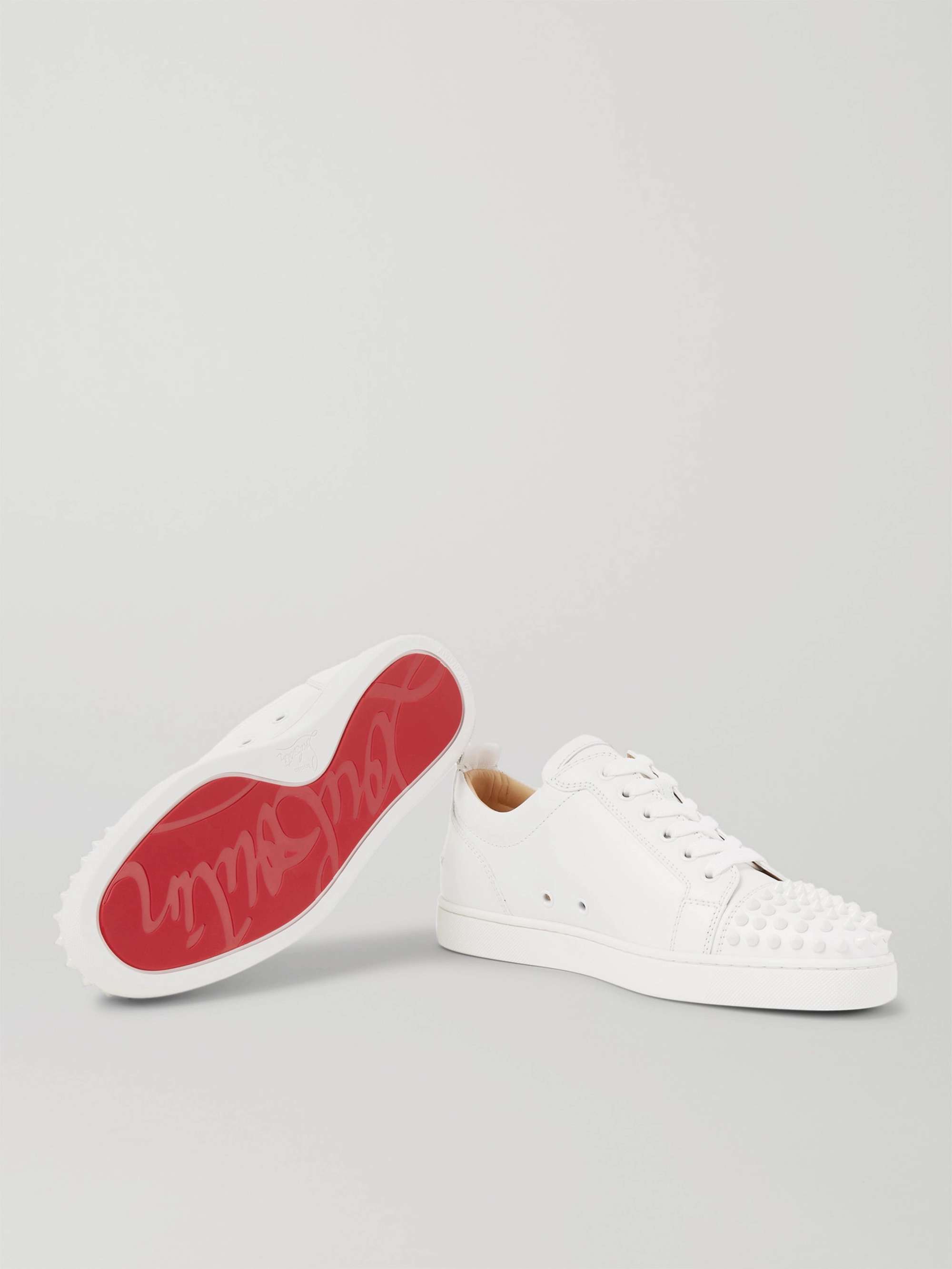 CHRISTIAN LOUBOUTIN Louis Junior Spikes Cap-Toe Suede Sneakers