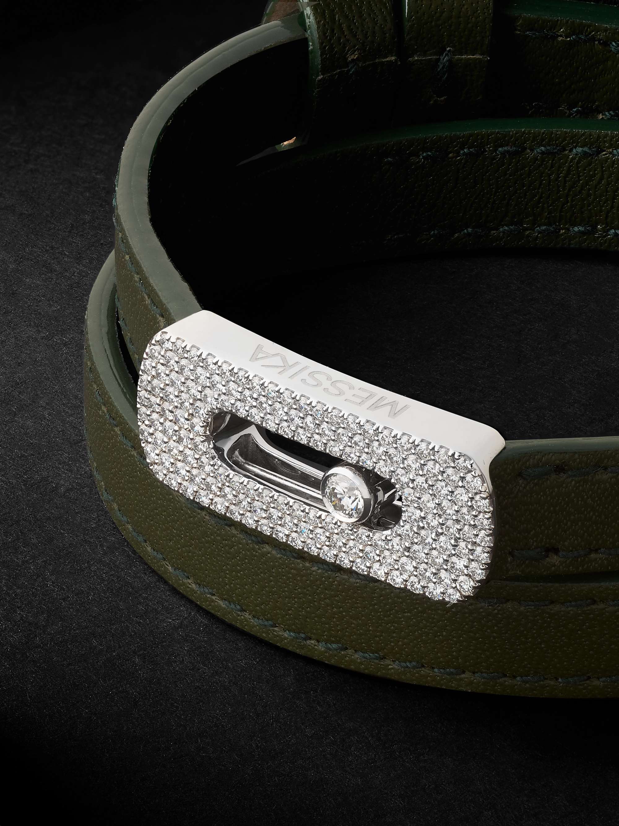 MESSIKA White Gold, Leather and Diamond Bracelet