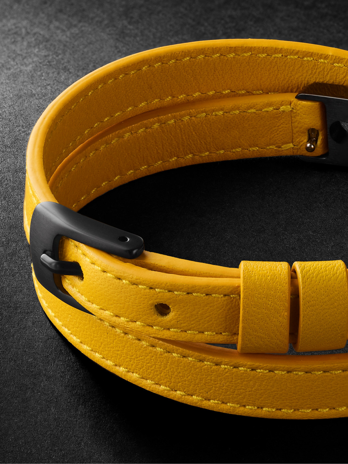 Shop Messika My Move Dlc-coated, Diamond And Leather Bracelet In Yellow
