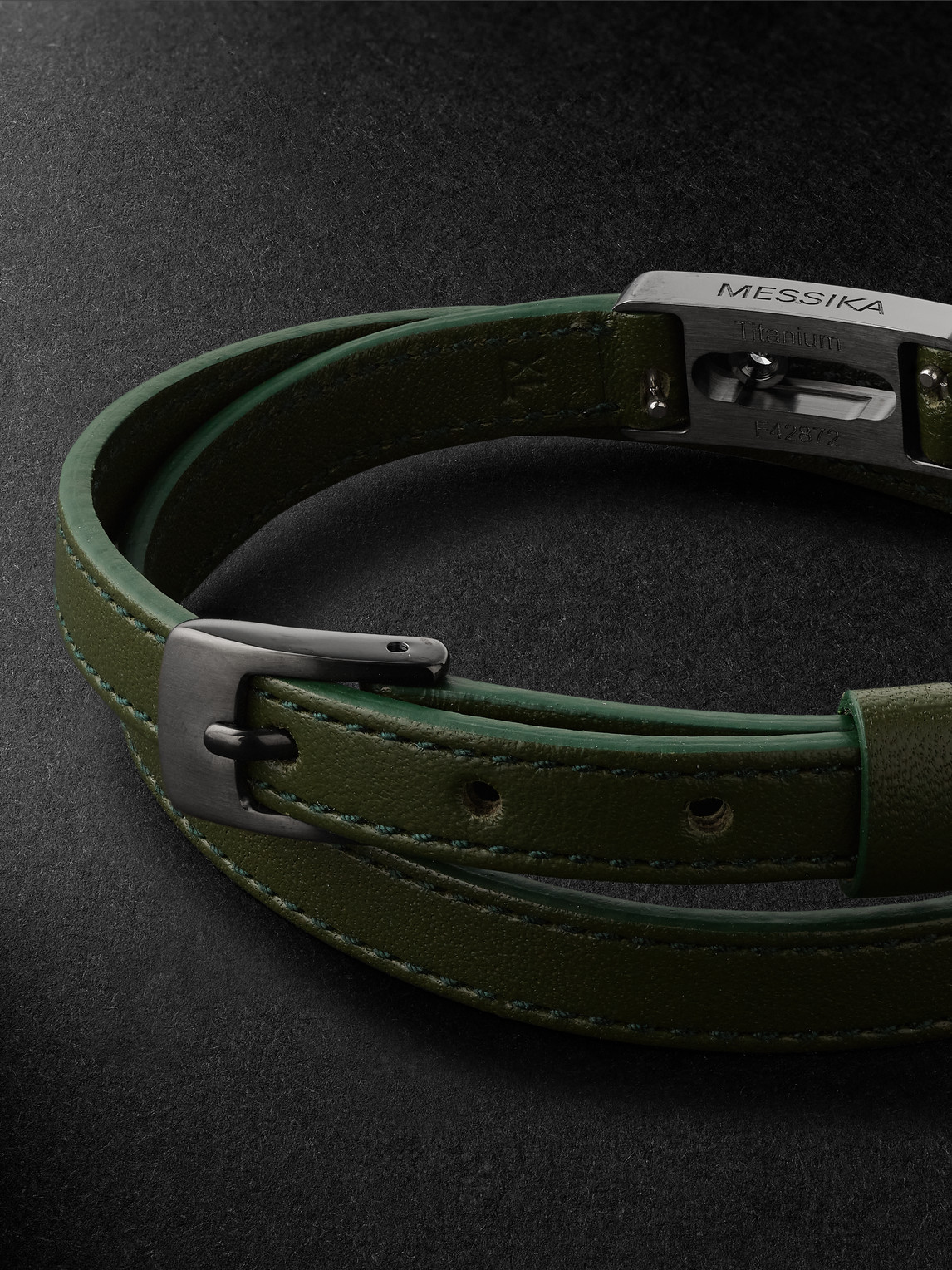  Messika - My Move Graphite Titanium, Diamond And Leather Bracelet - Men - Green - Xl 