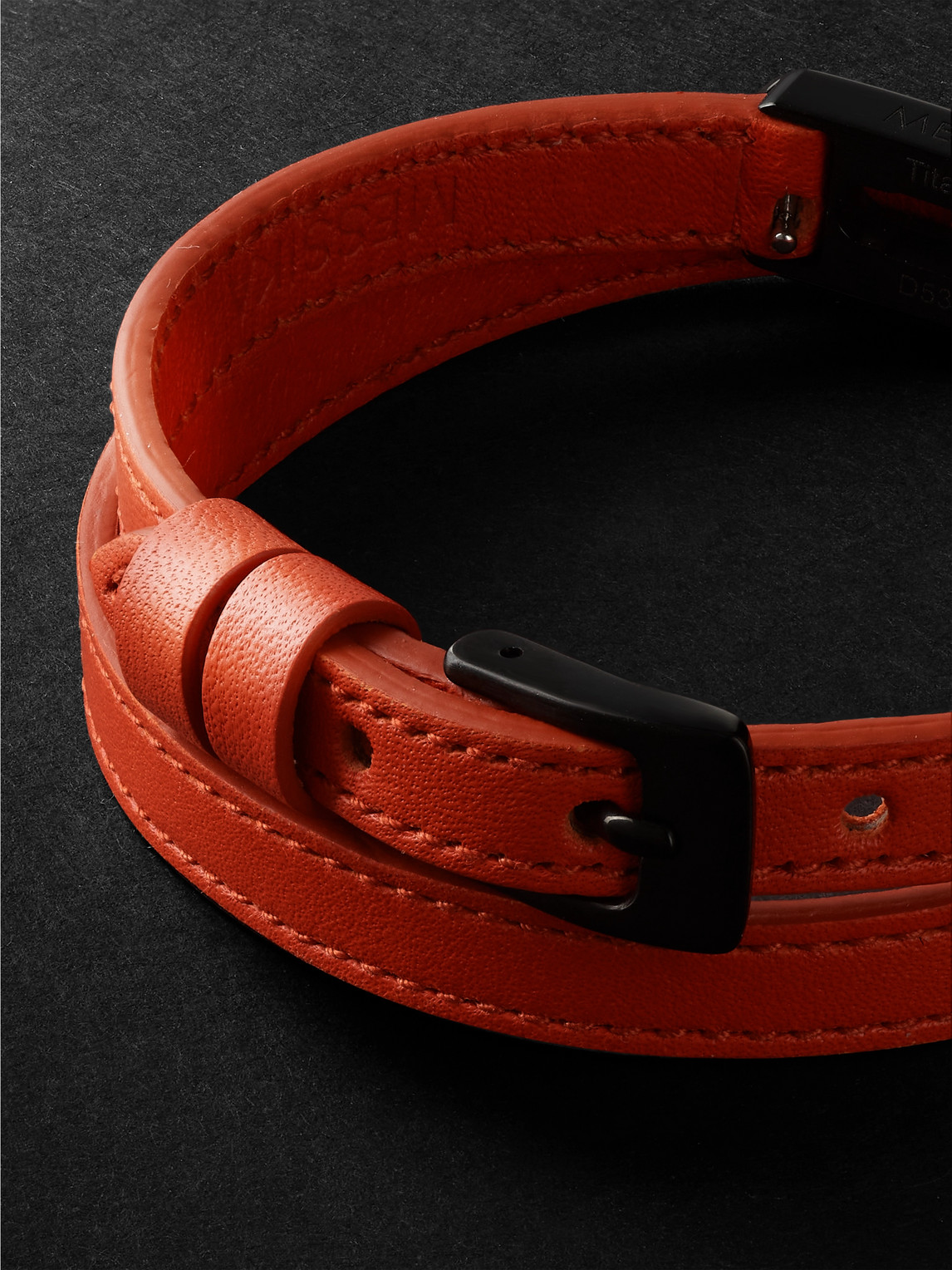 Shop Messika My Move Dlc-coated, Diamond And Leather Bracelet In Orange