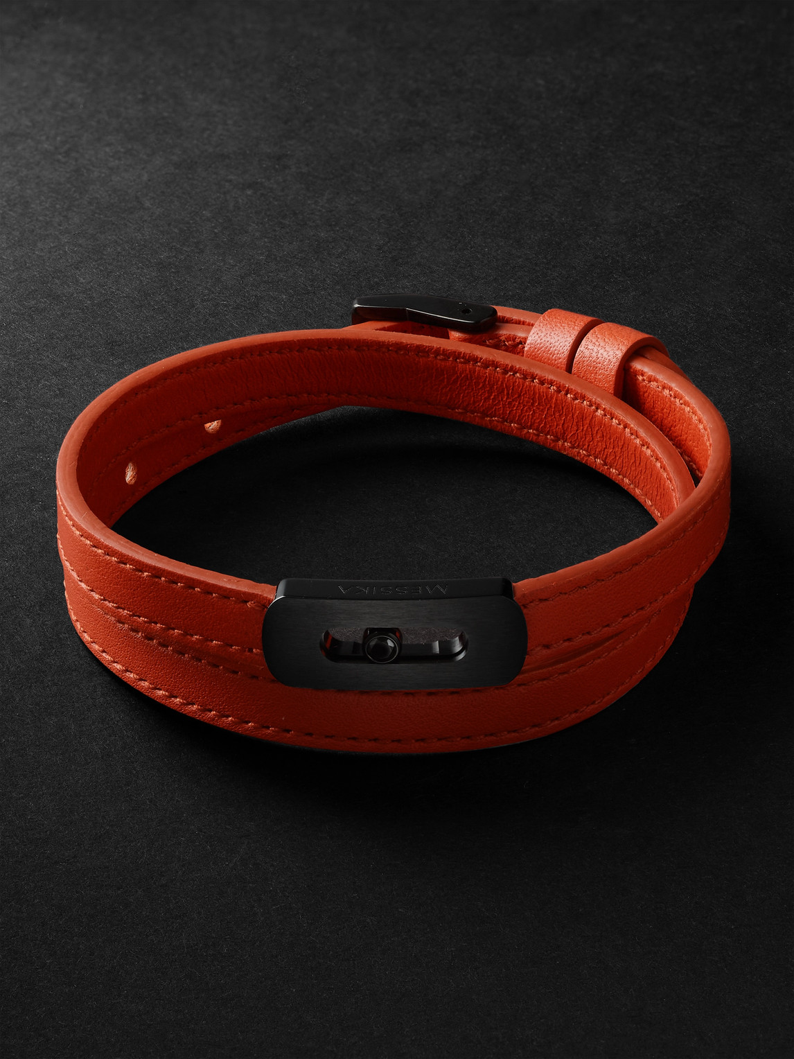 Messika My Move Dlc-coated, Diamond And Leather Bracelet In Orange