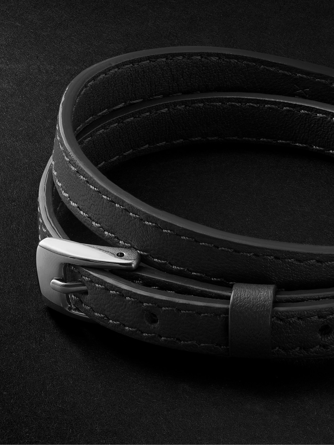 Shop Messika My Move White Gold, Diamond And Leather Bracelet In Black