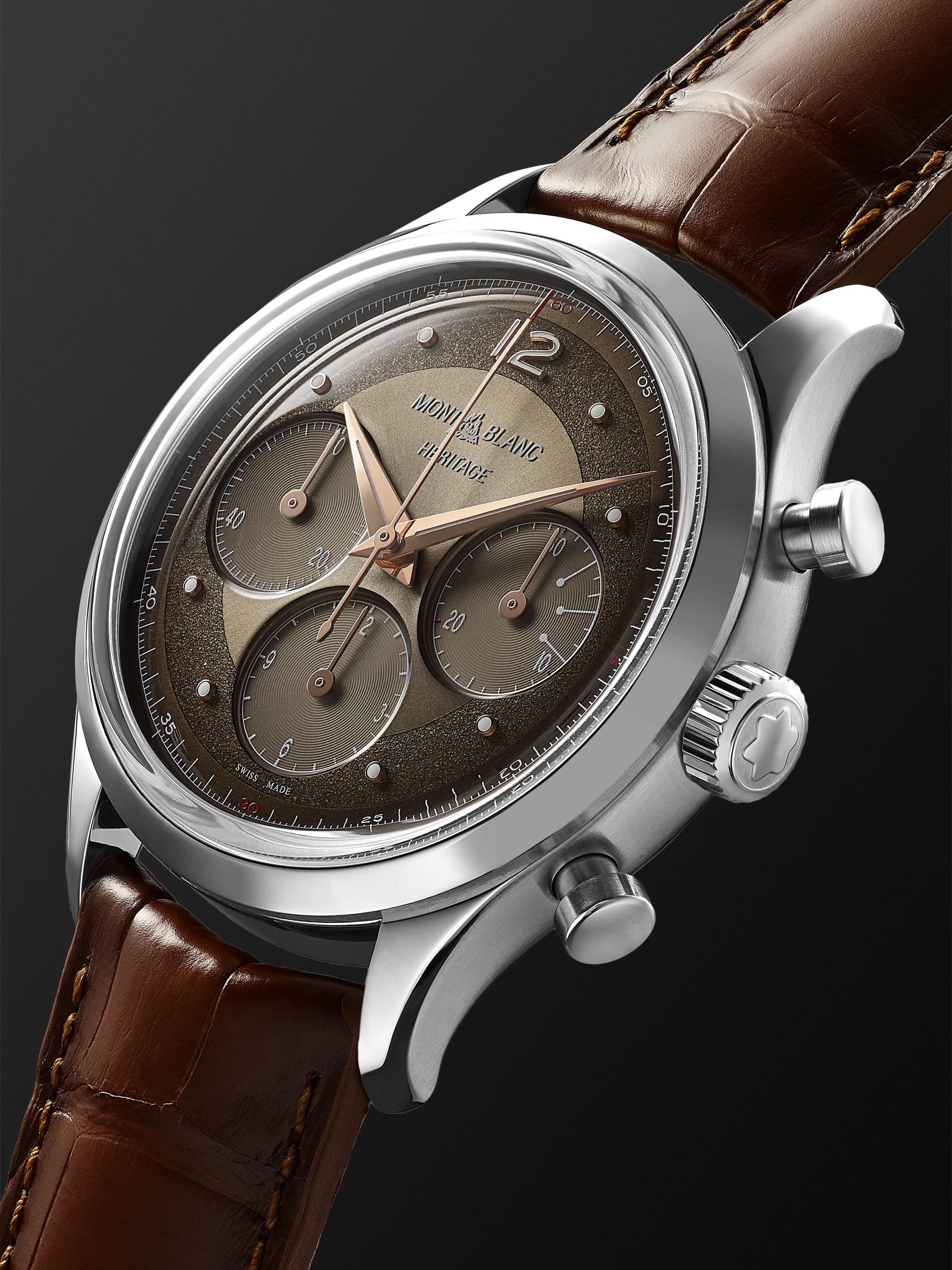 MONTBLANC Heritage Automatic Chronograph 41mm Stainless Steel and Alligator Watch, Ref. No. 128671