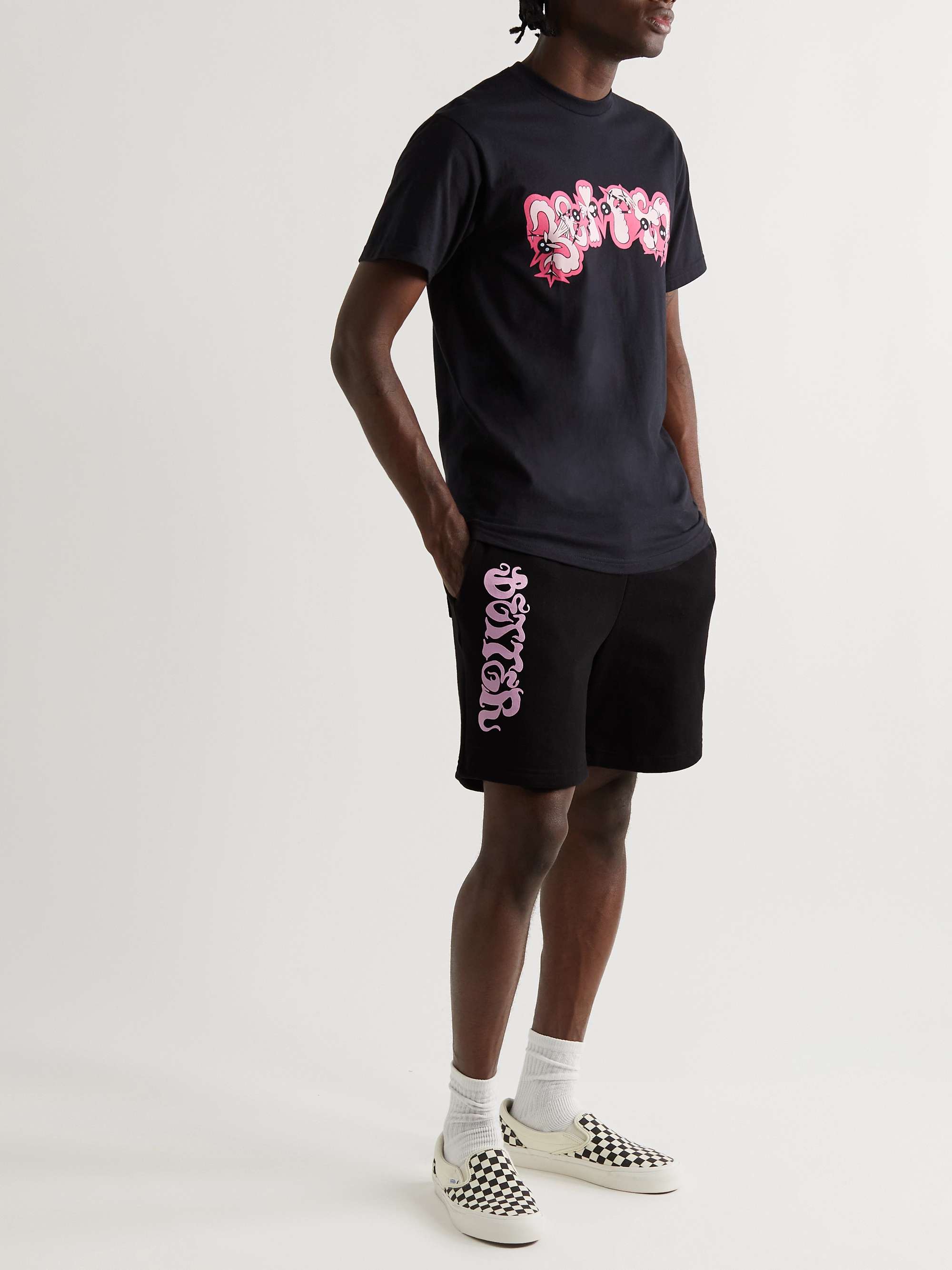 BETTER GIFT SHOP + Sharif Farrag Straight-Leg Logo-Print Cotton-Jersey Shorts