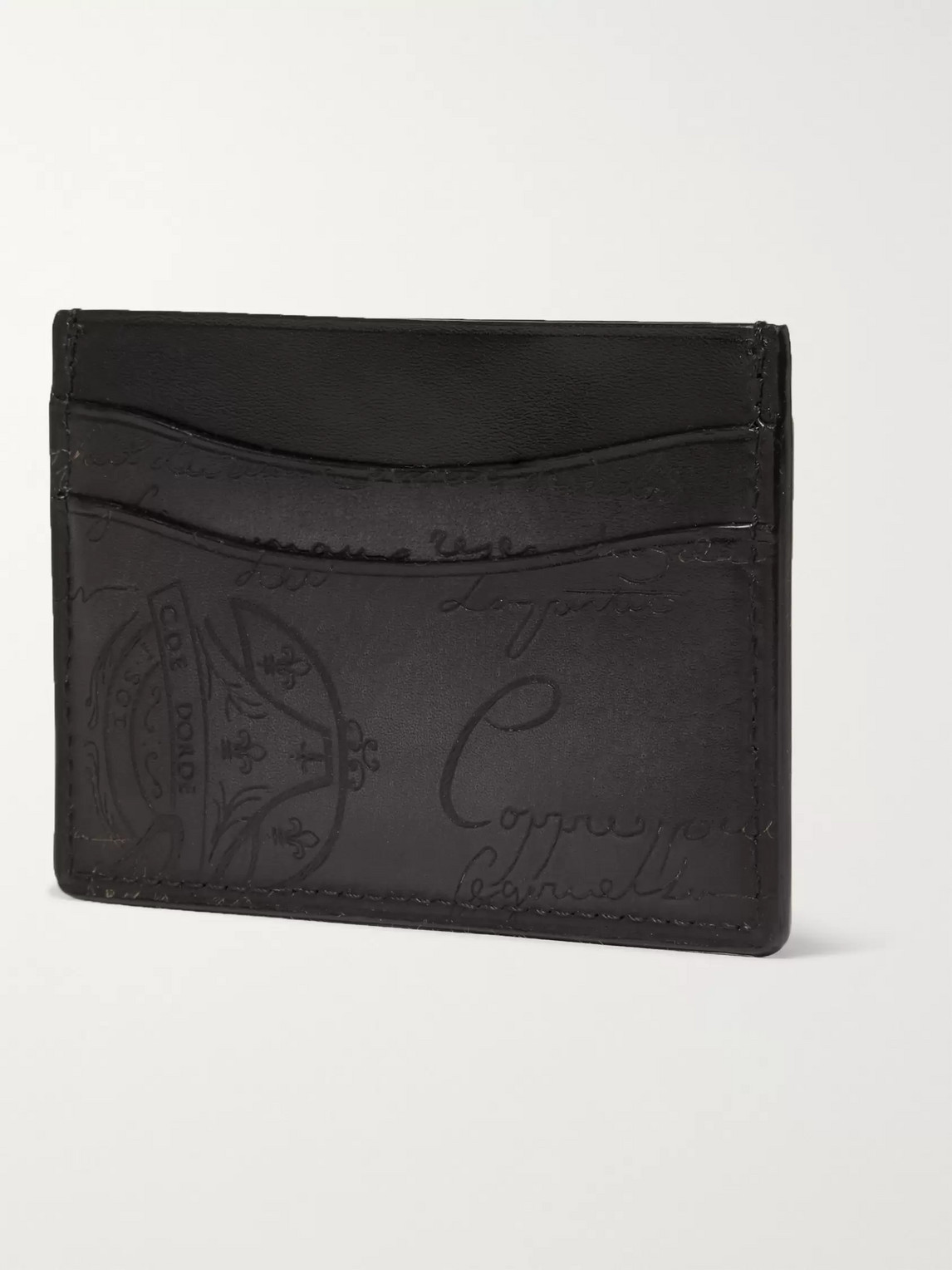 Shop Berluti Scritto Leather Cardholder In Black