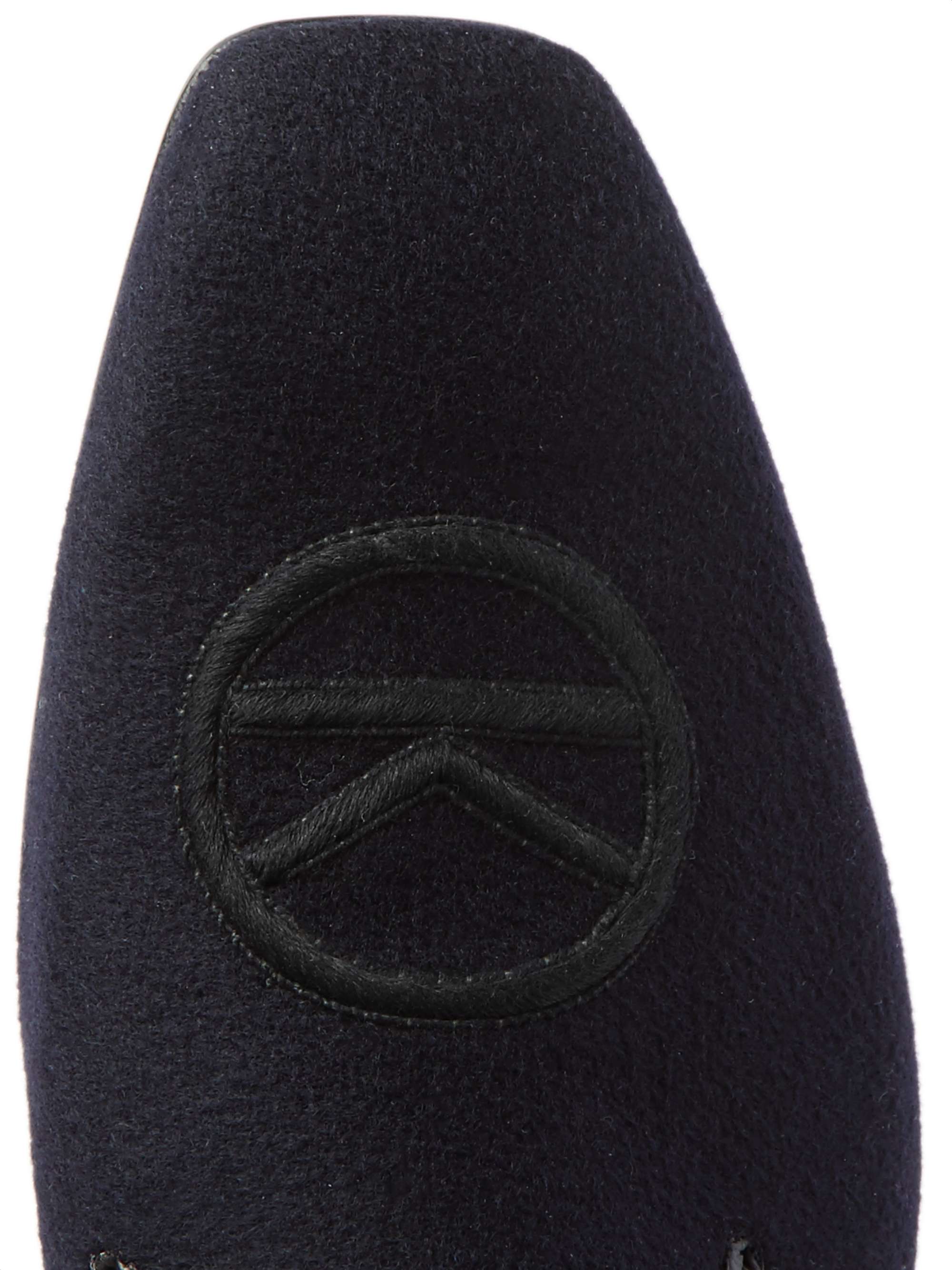 KINGSMAN + George Cleverley Windsor Leather-Trimmed Embroidered Cashmere Slippers