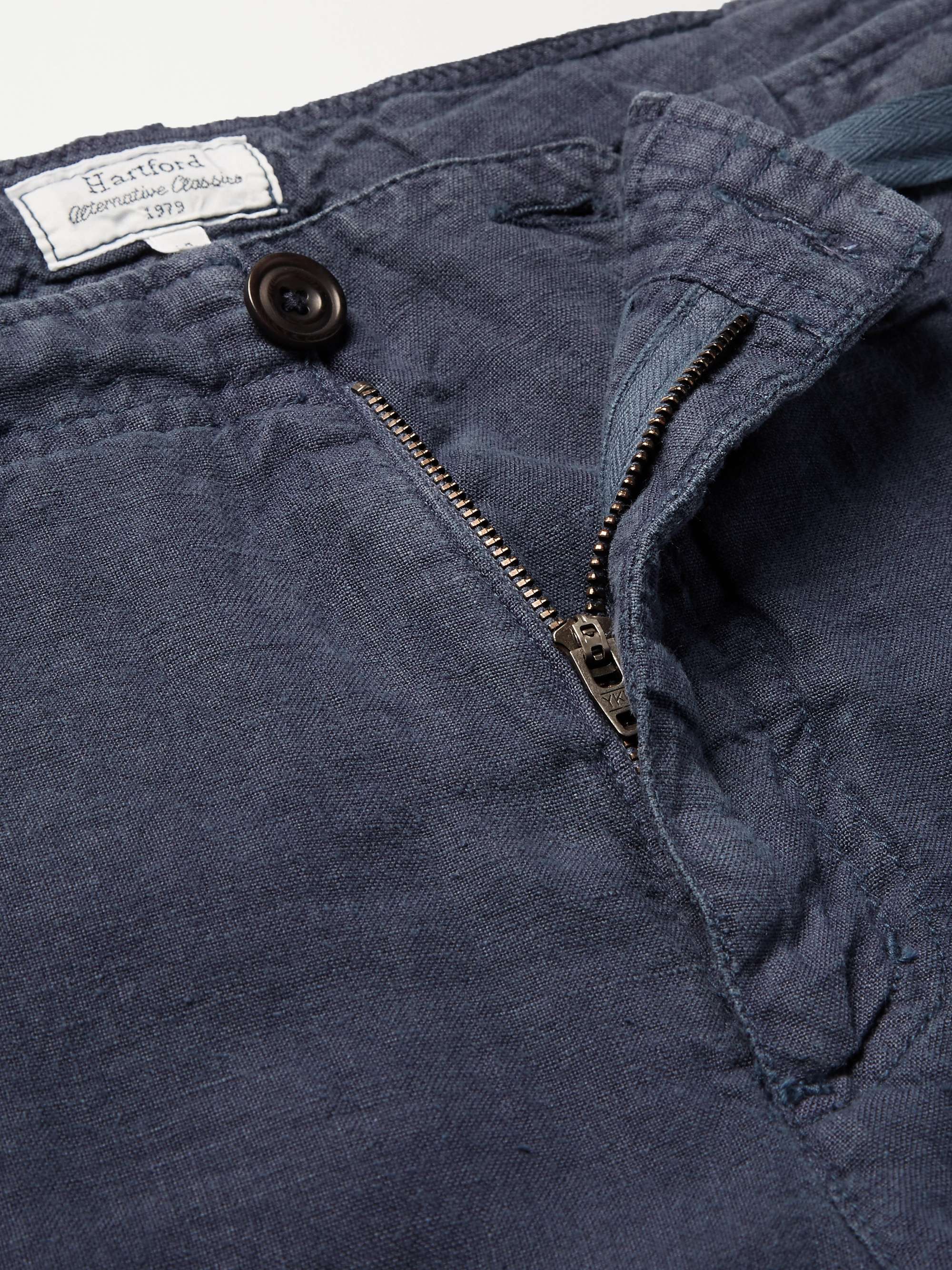 HARTFORD Troy Slim-Fit Linen-Chambray Drawstring Trousers