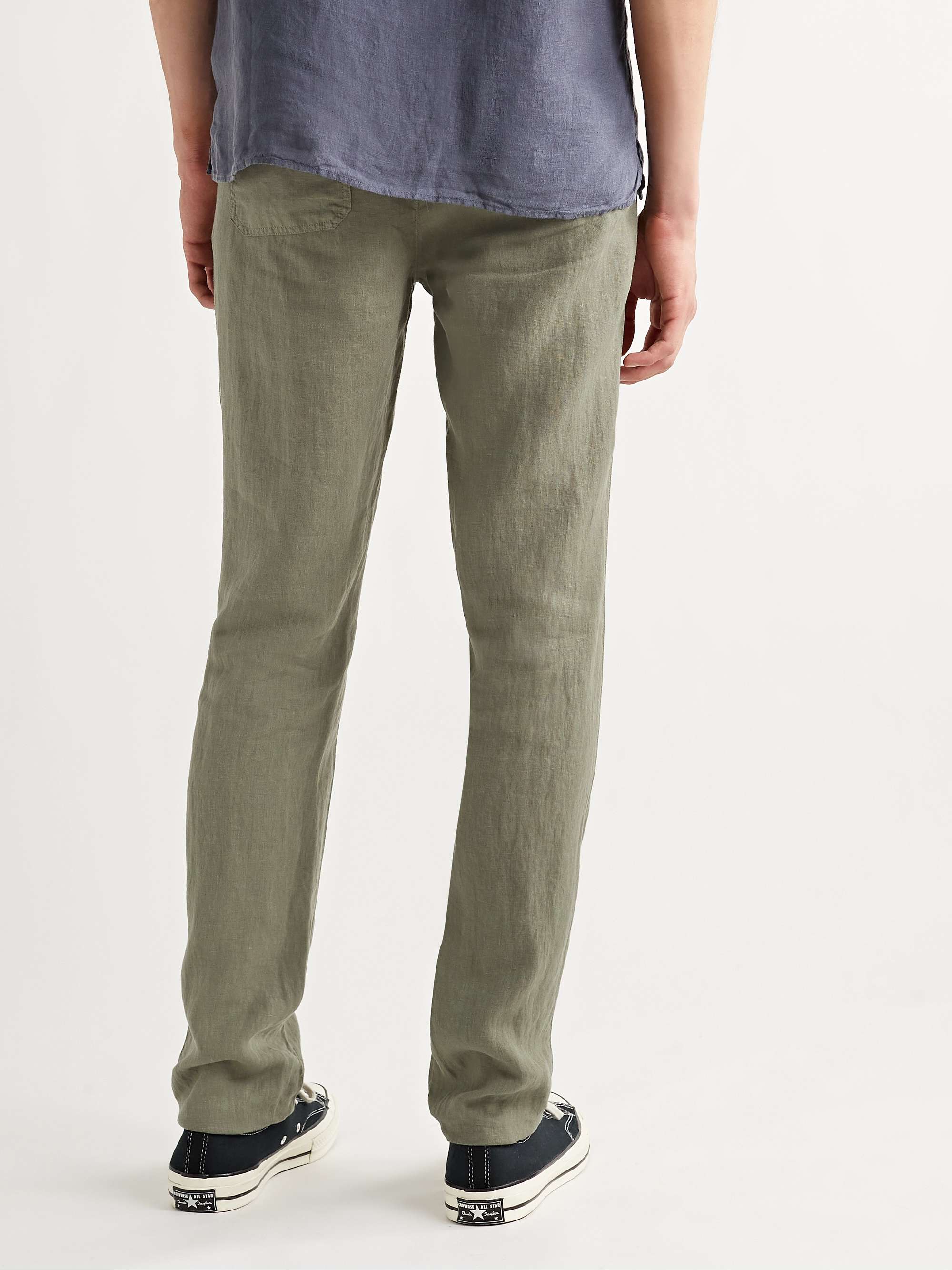 HARTFORD Troy Slim-Fit Linen-Chambray Drawstring Trousers