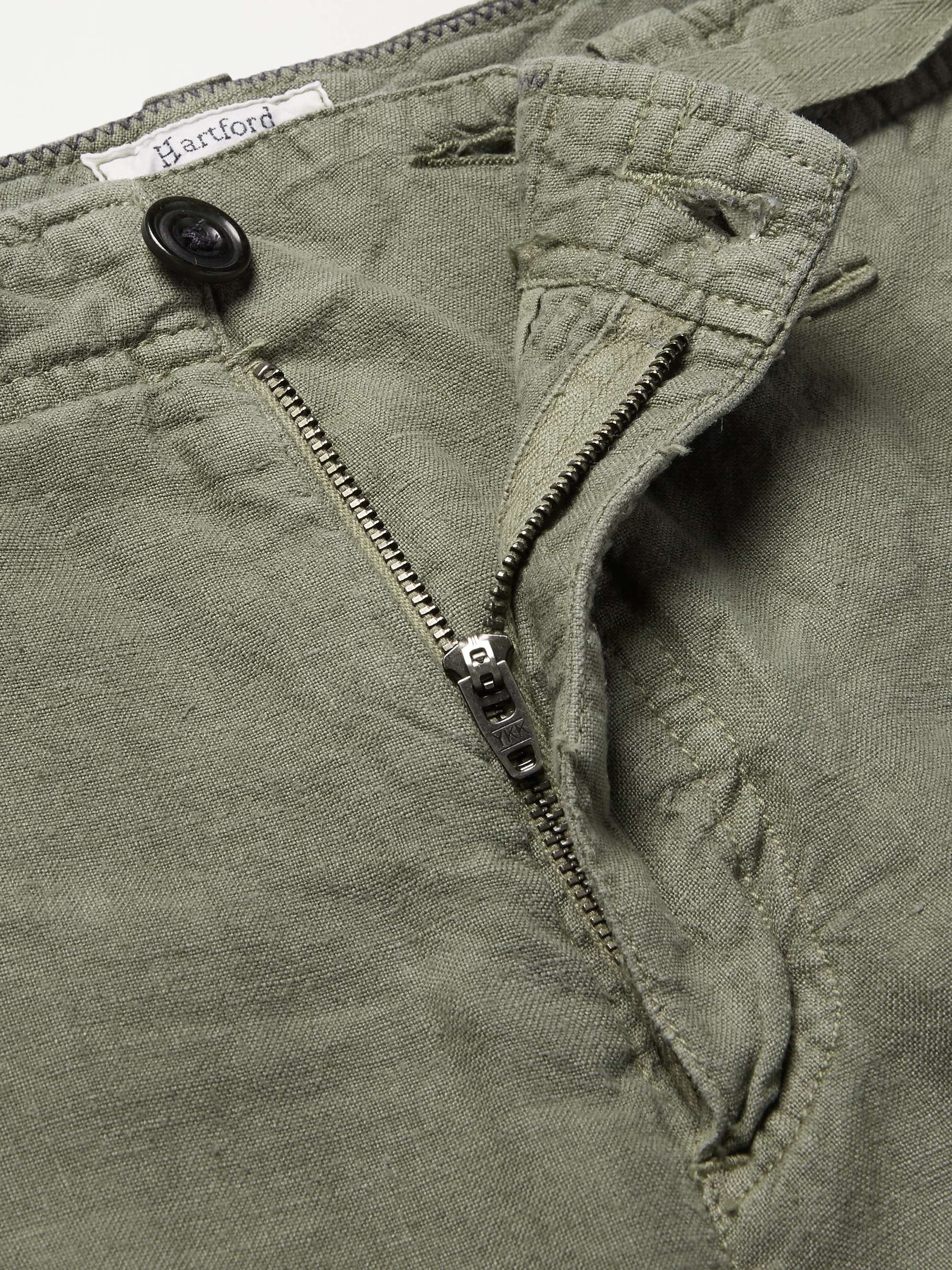 HARTFORD Troy Slim-Fit Linen-Chambray Drawstring Trousers