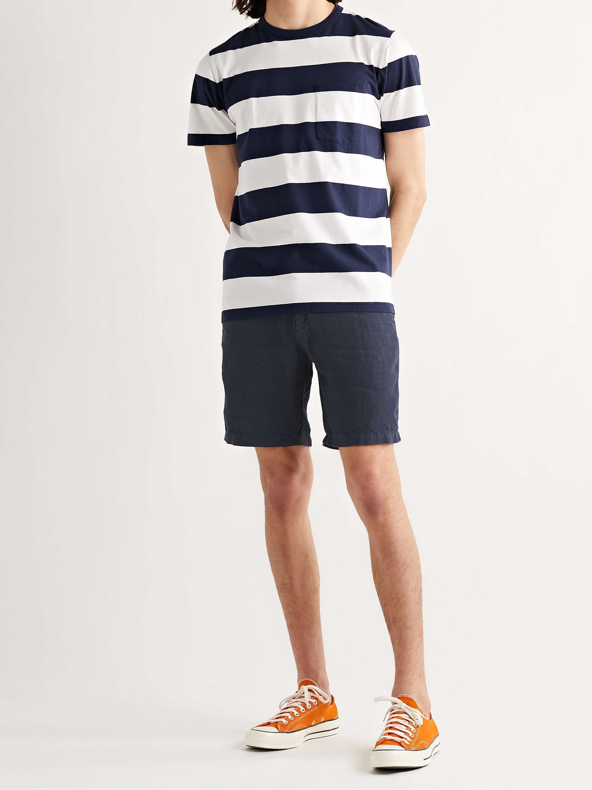 HARTFORD Slim-Fit Linen-Chambray Drawstring Shorts for Men | MR PORTER