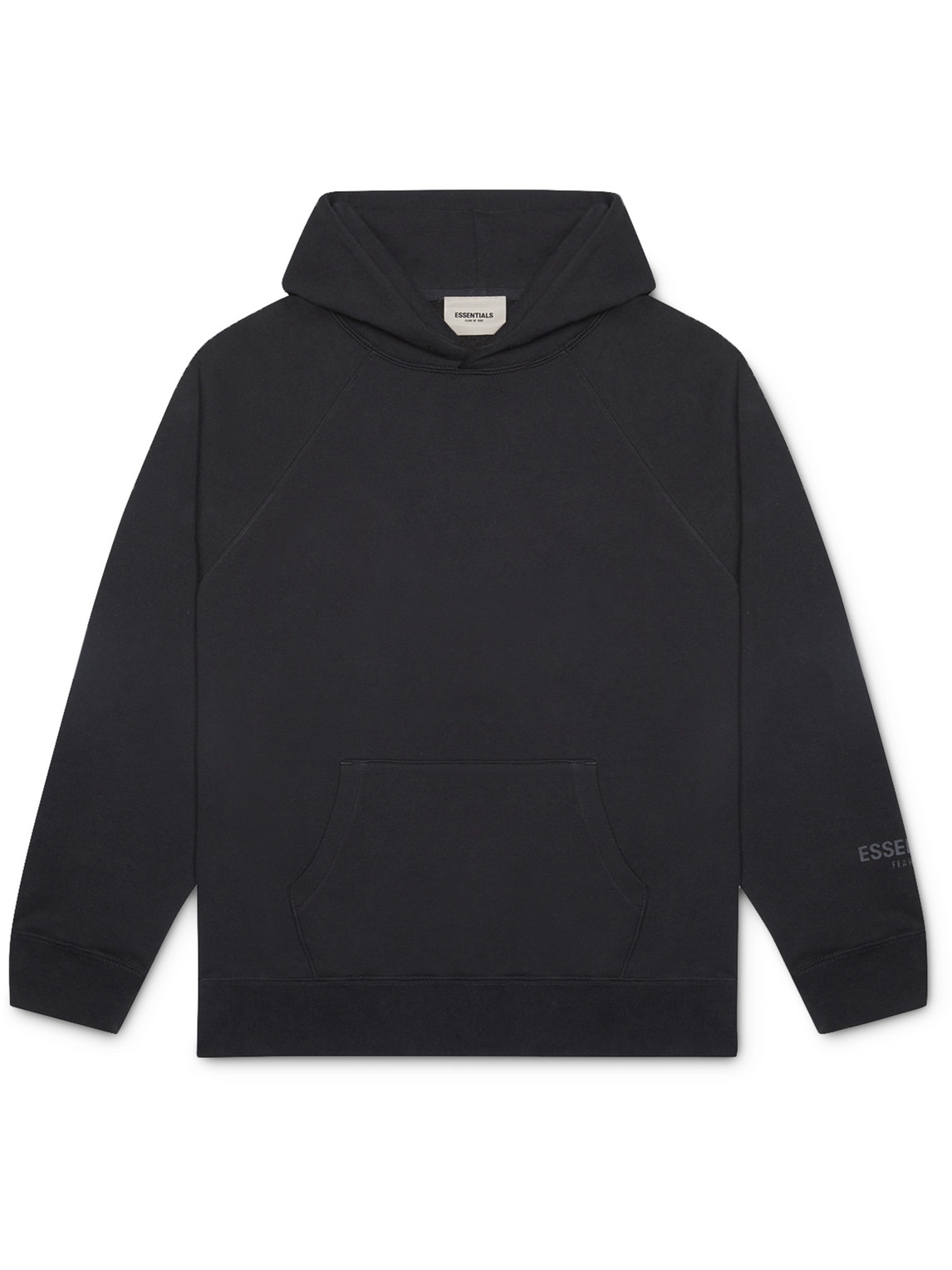 Essentials Logo-appliquéd Fleece-back Cotton-blend Jersey Hoodie In Black