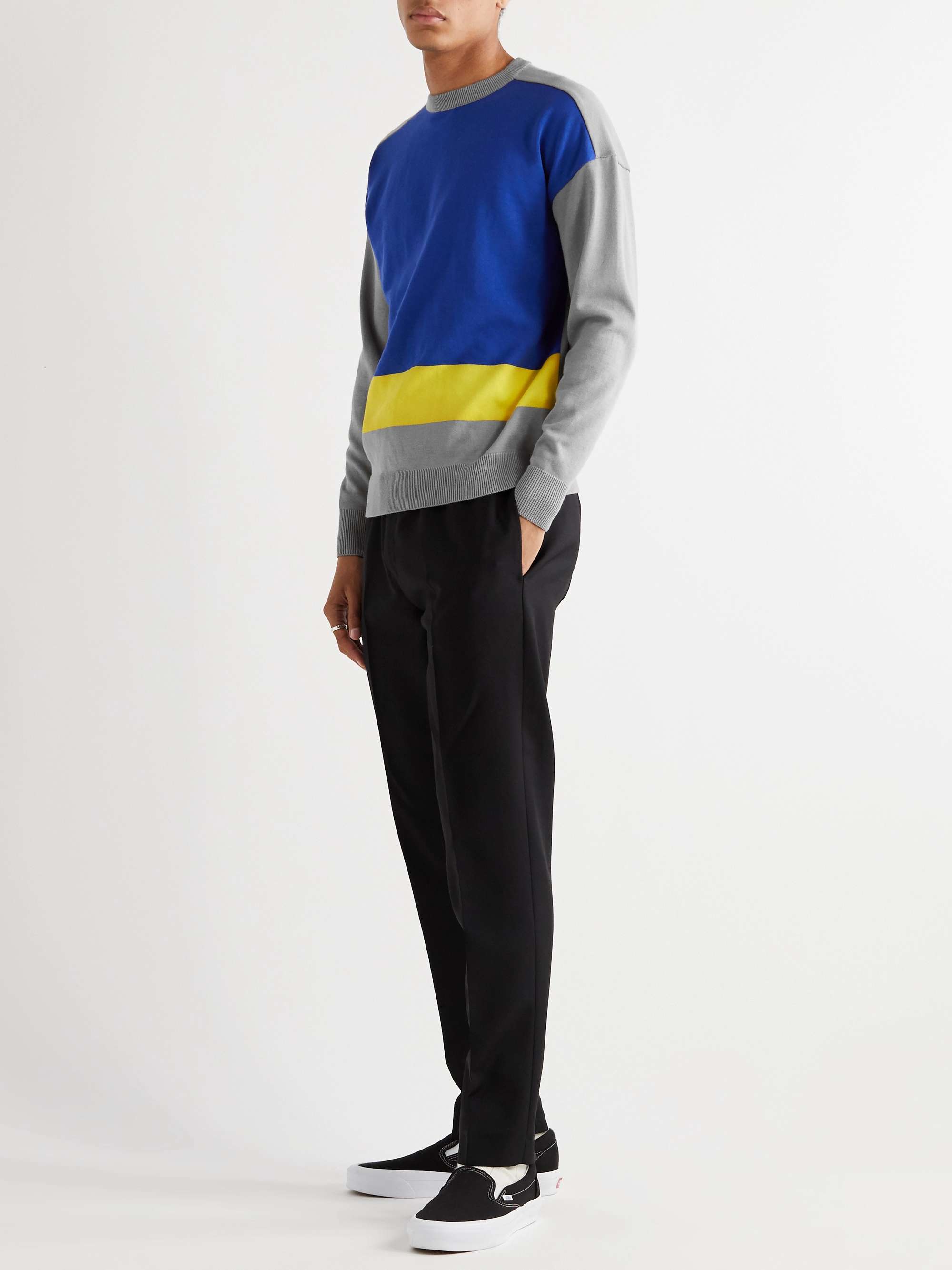 ALOYE Colour-Block Cotton Sweater