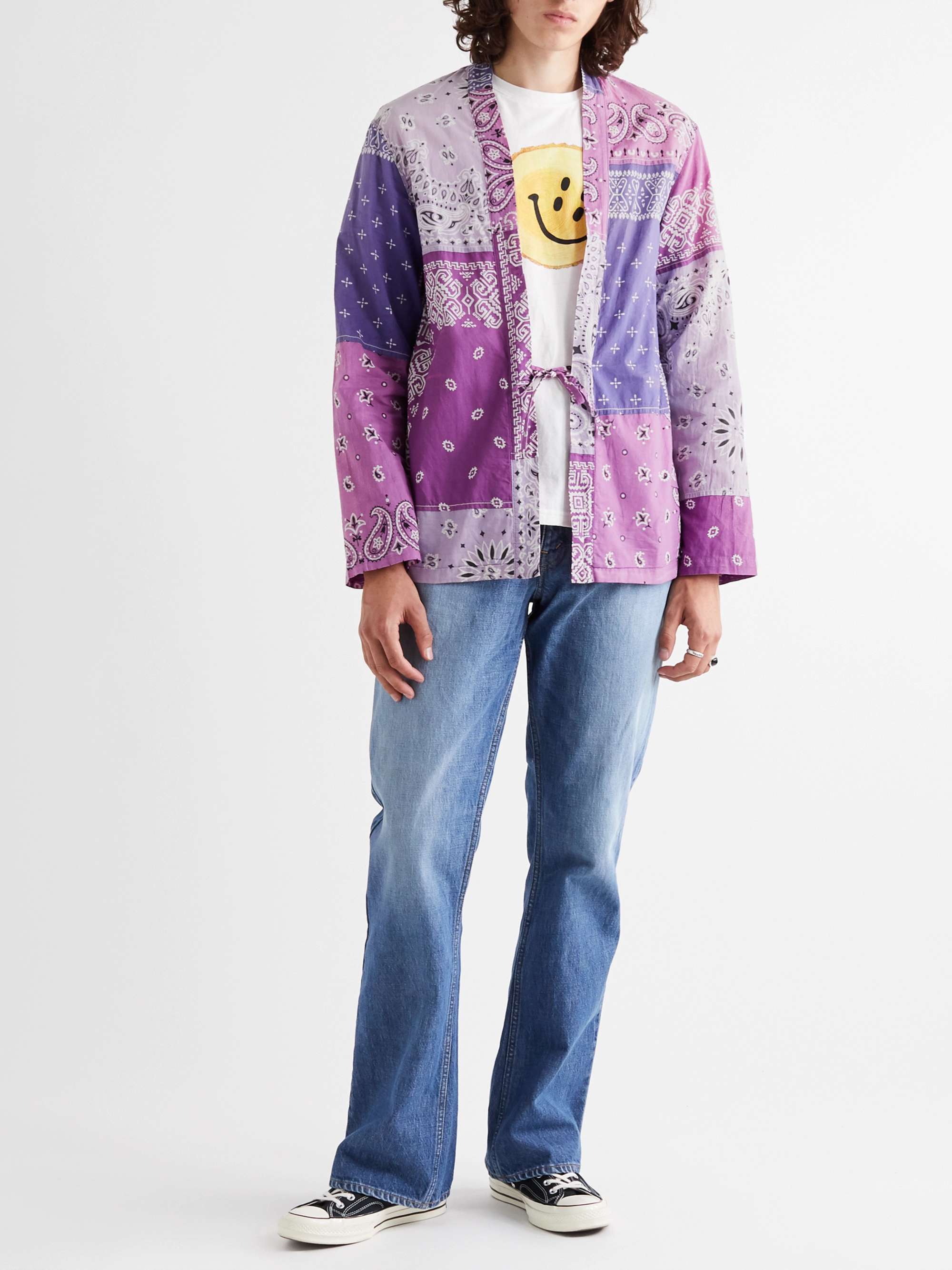 KAPITAL Kakashi Patchwork Bandana-Print Cotton-Gauze Shirt