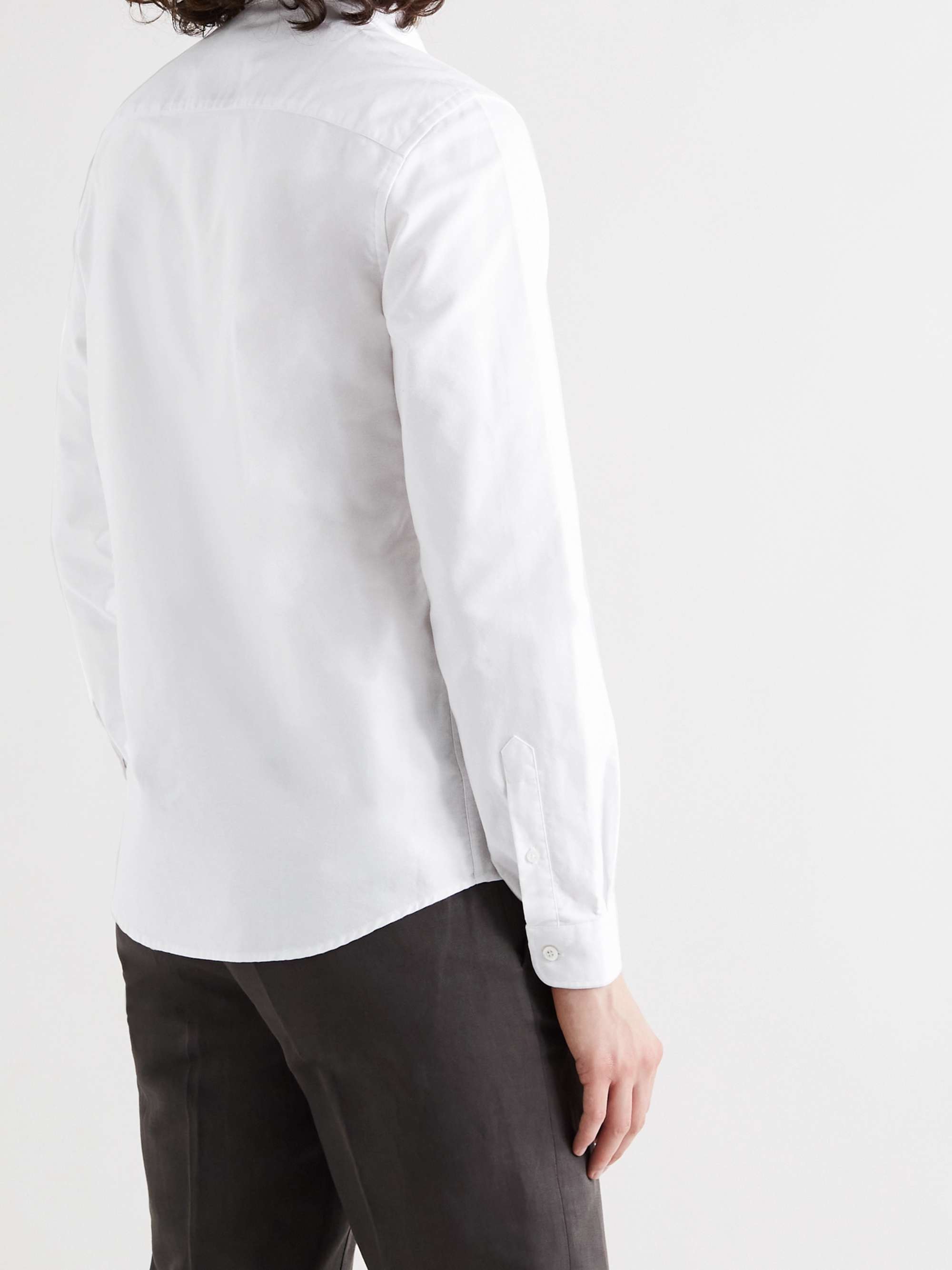 AMI PARIS Button-Down Collar Logo-Embroidered Cotton Oxford Shirt