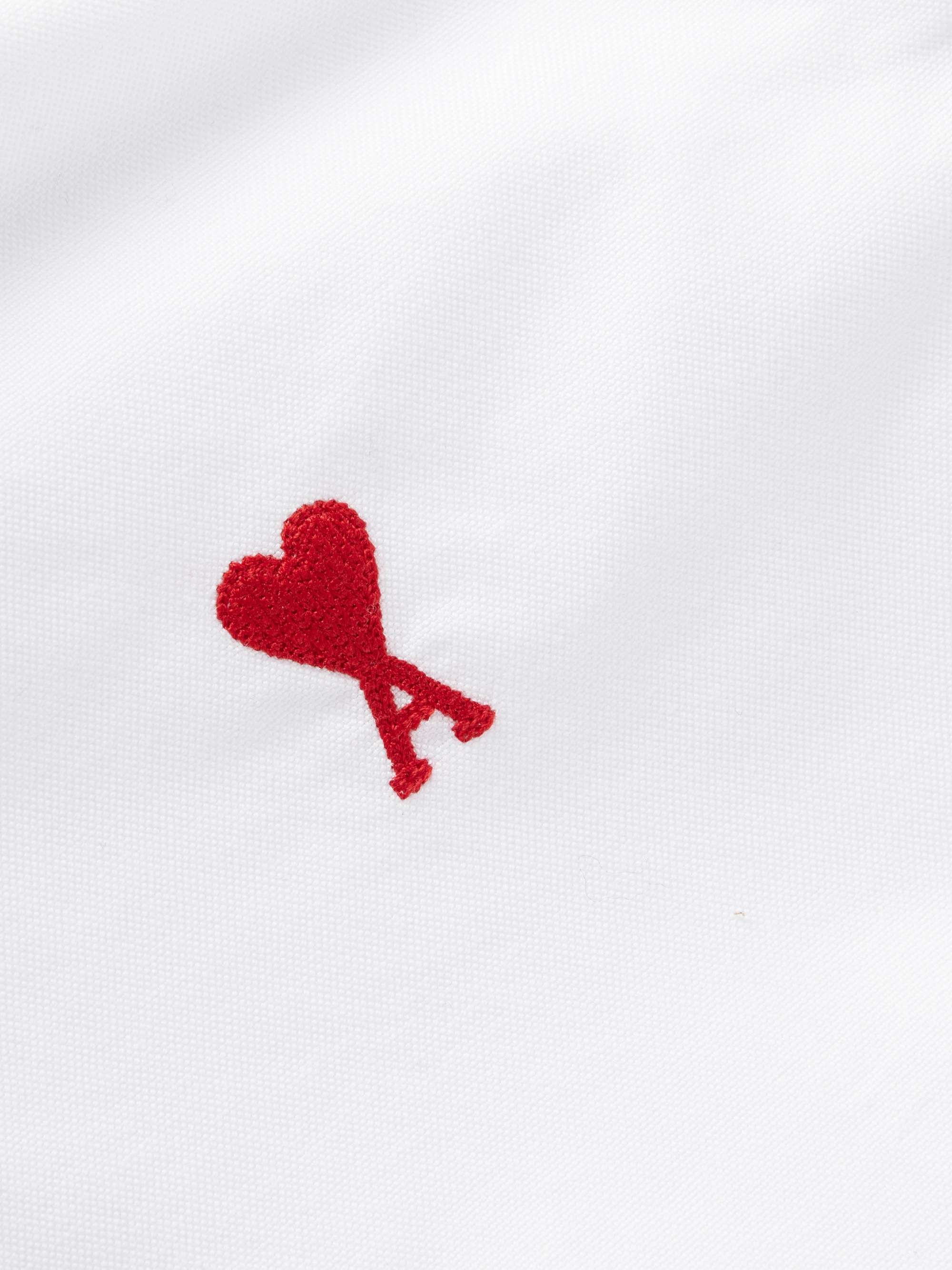 AMI PARIS Button-Down Collar Logo-Embroidered Cotton Oxford Shirt