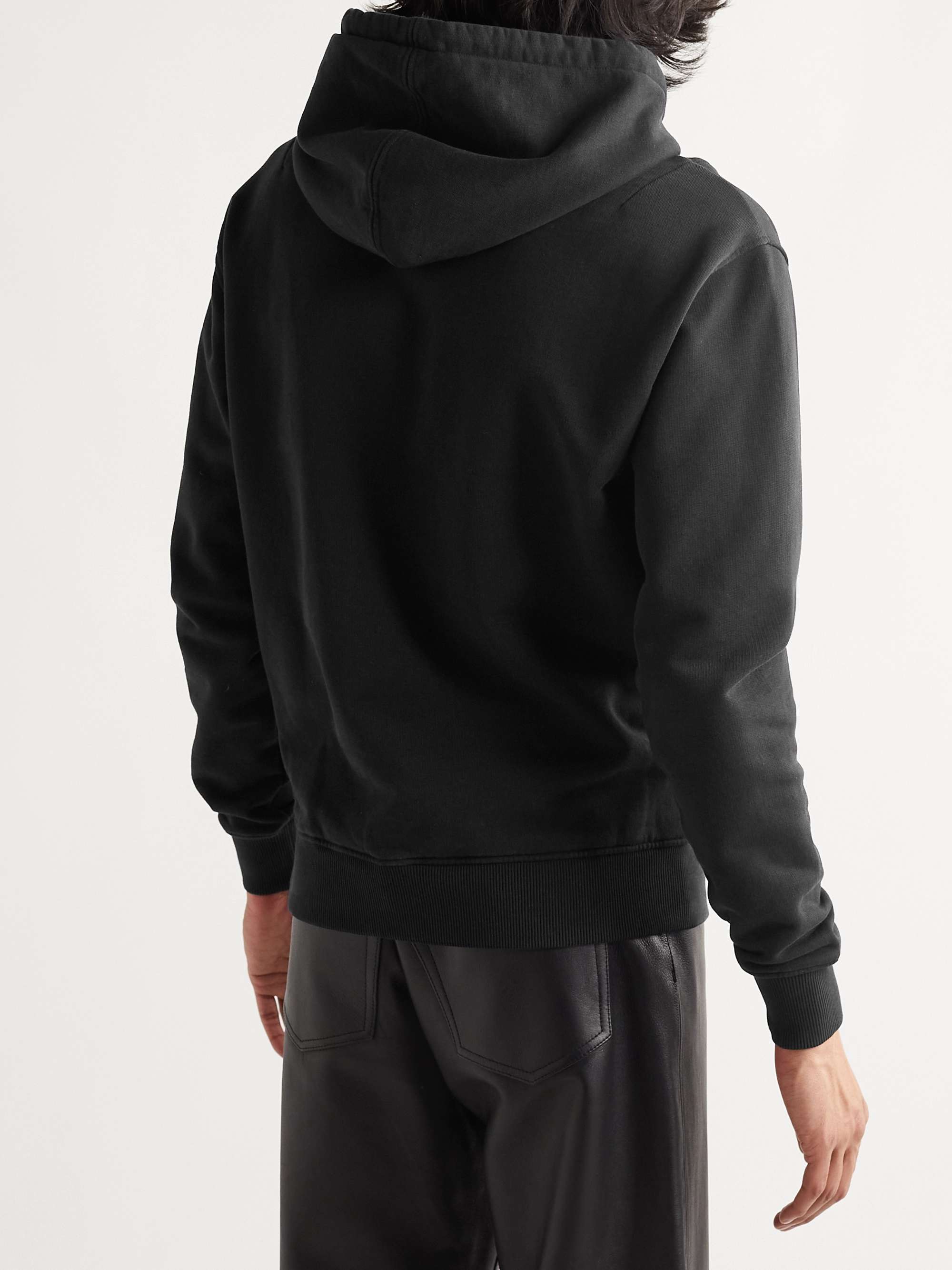 AMI PARIS Logo-Embroidered Loopback Cotton-Jersey Hoodie