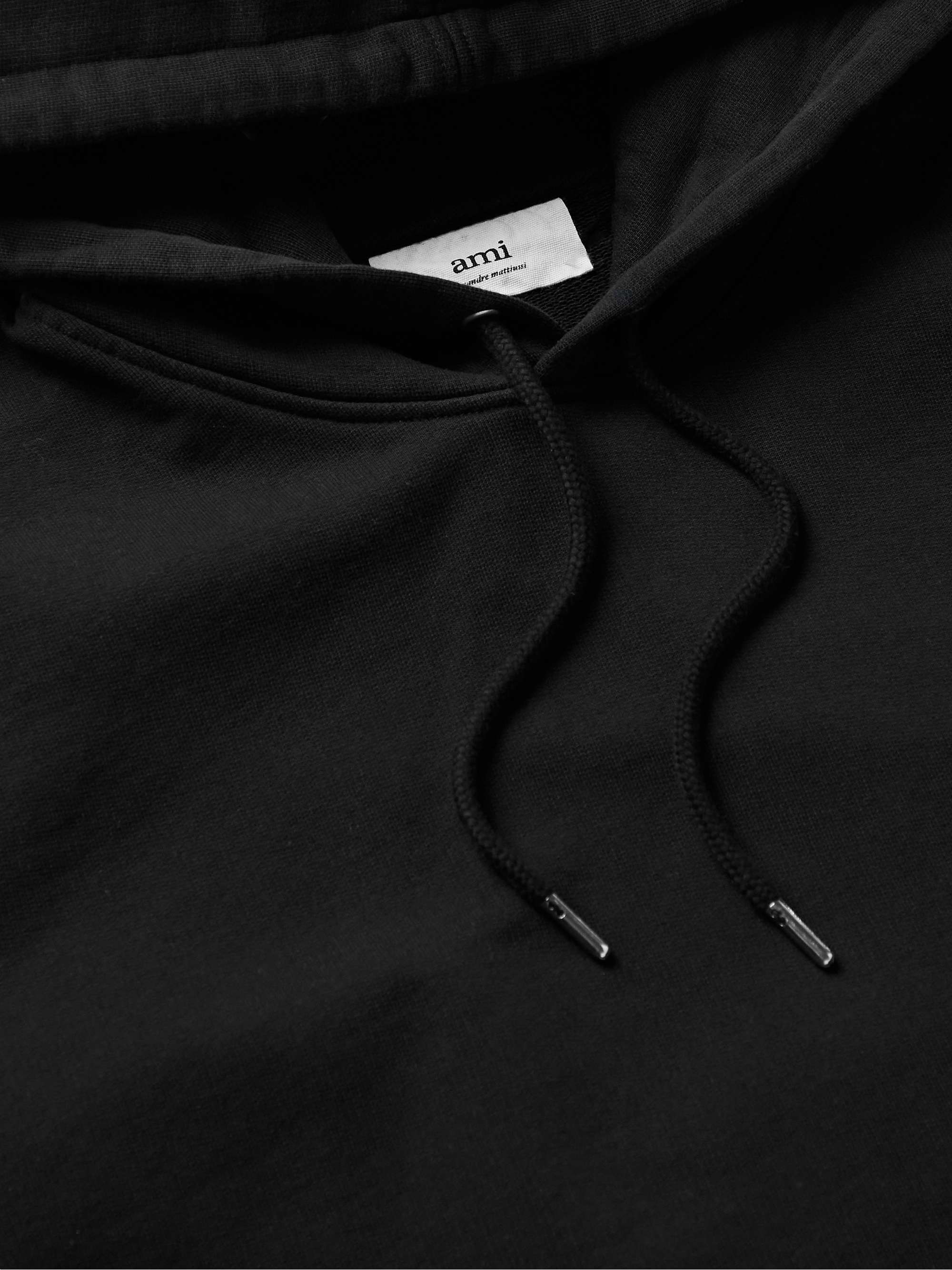 AMI PARIS Logo-Embroidered Loopback Cotton-Jersey Hoodie