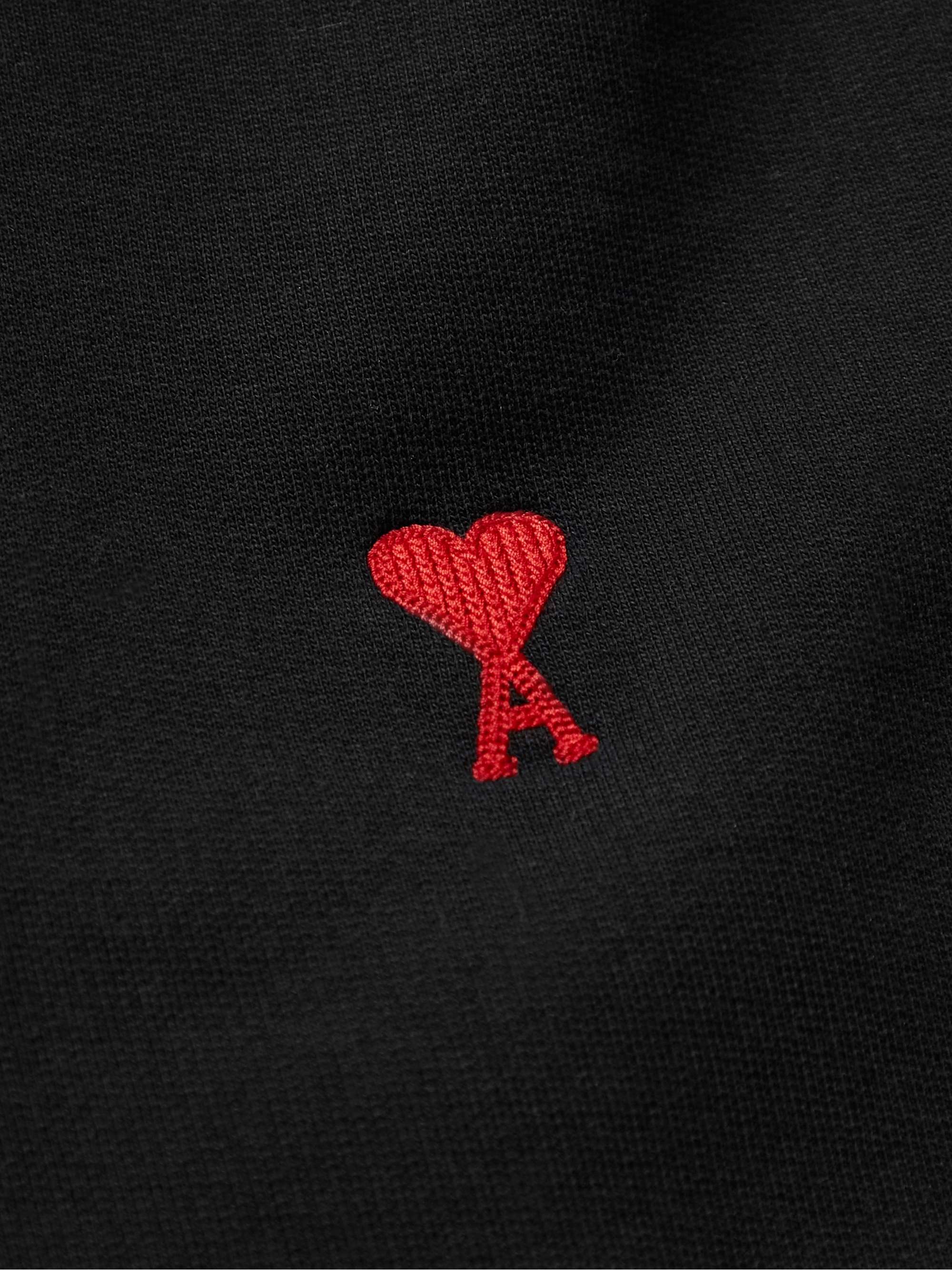 AMI PARIS Logo-Embroidered Loopback Cotton-Jersey Hoodie