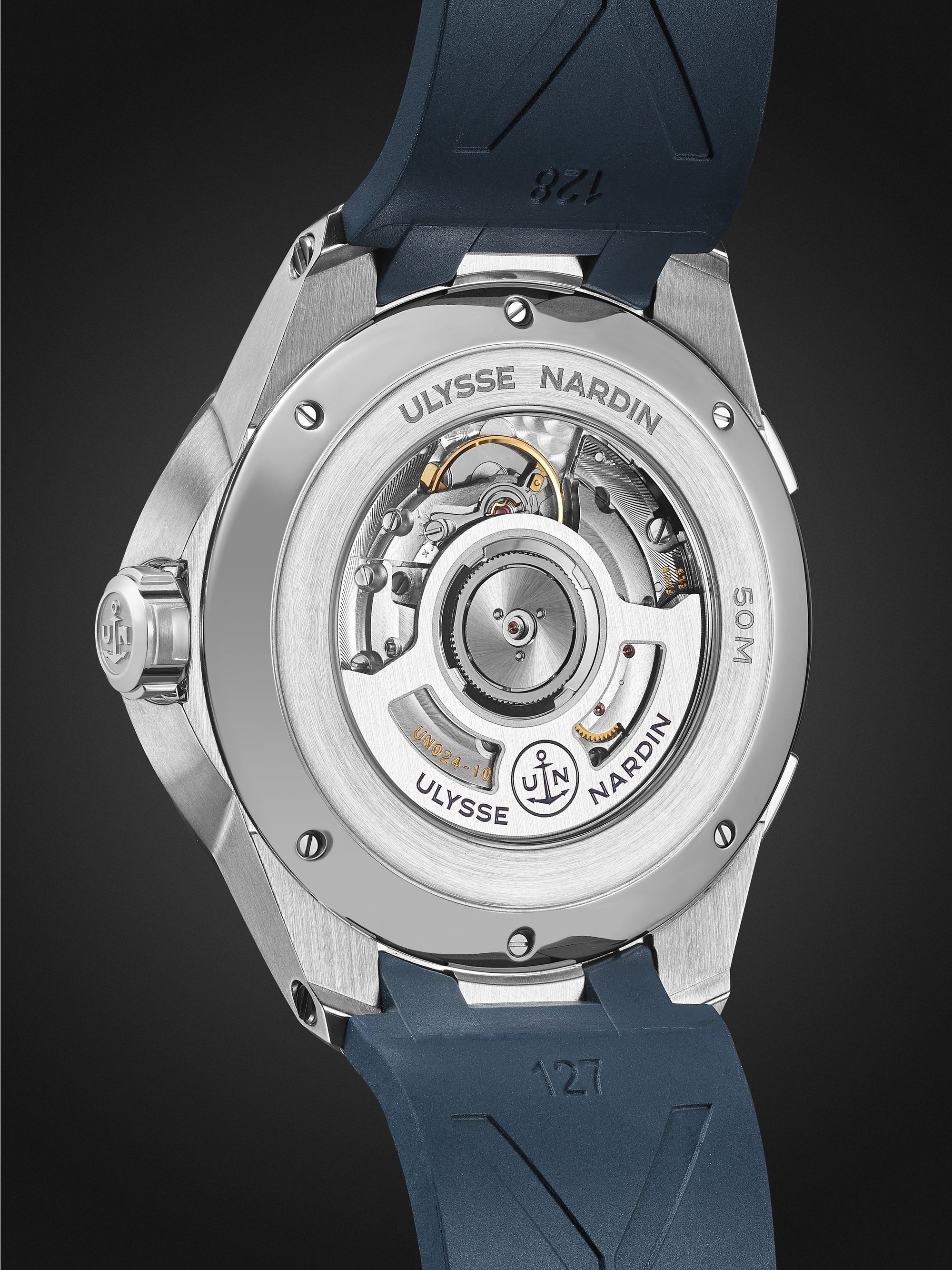 ULYSSE NARDIN Dual Time Automatic 42mm Stainless Steel and Rubber Watch, Ref. No. 243-20-3/43
