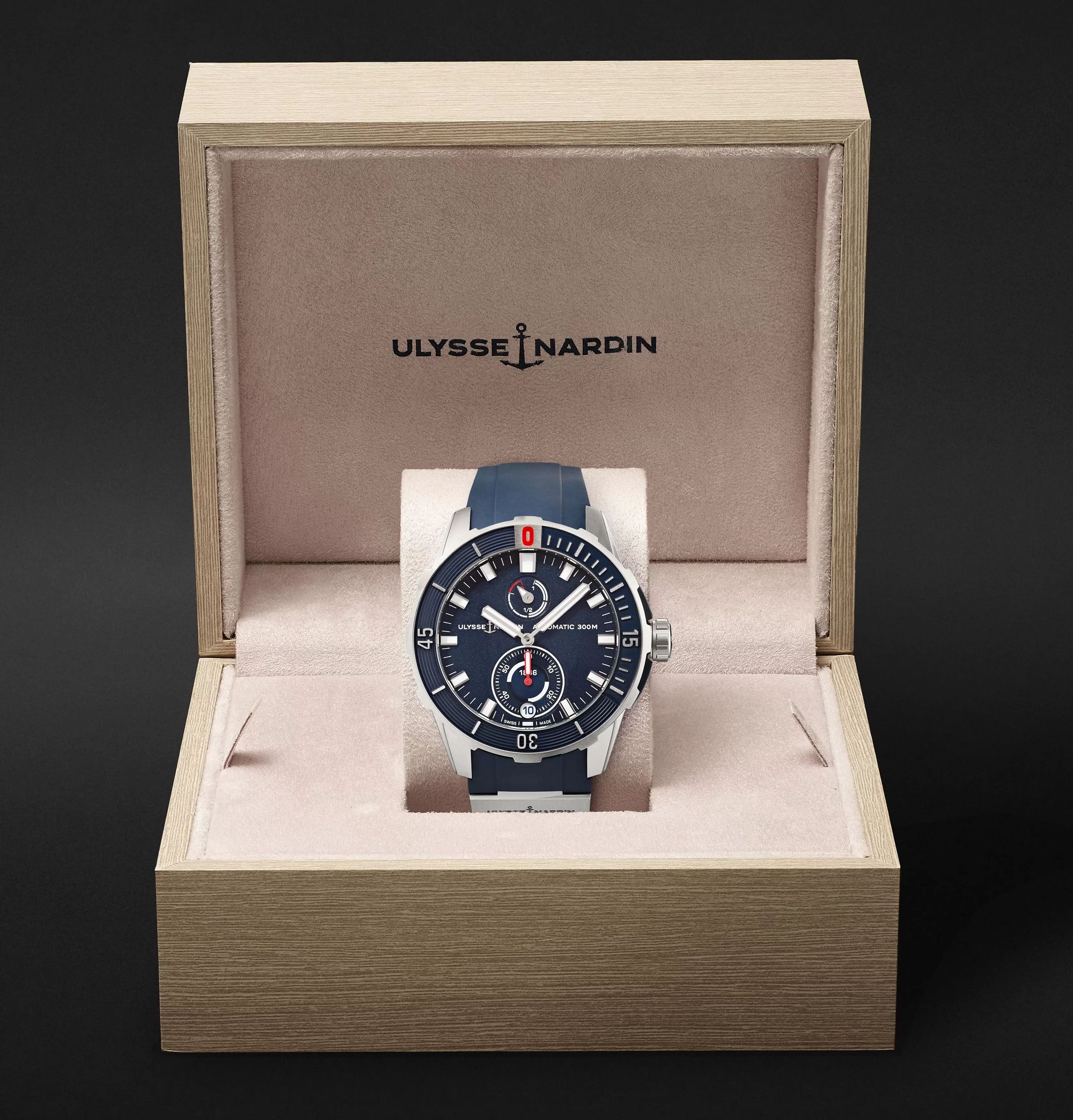 ULYSSE NARDIN Diver Chronometer Automatic 42mm Stainless Steel and Suede Watch, Ref. No. 1183-170-3/93