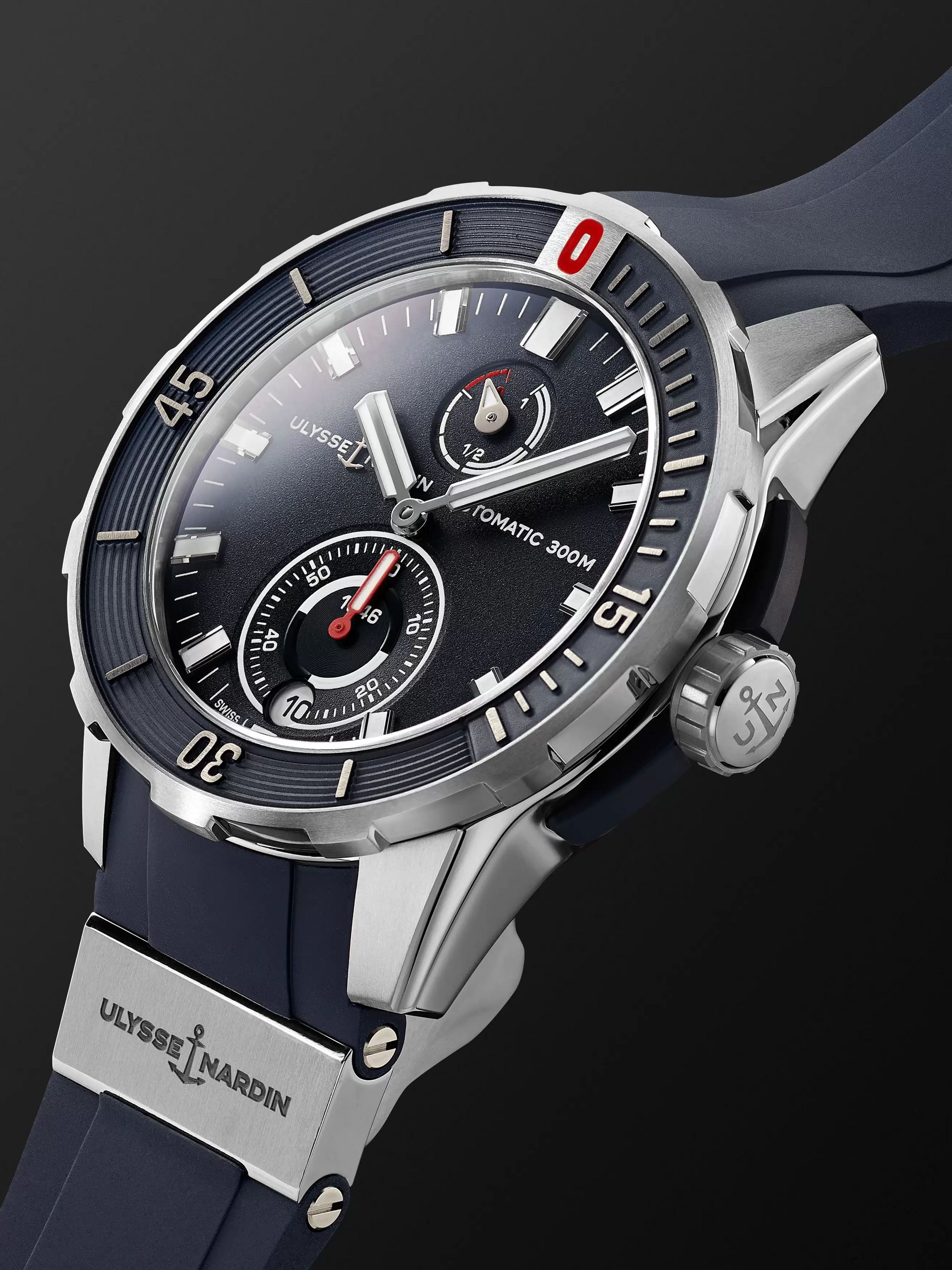 ULYSSE NARDIN Diver Chronometer Automatic 42mm Stainless Steel and Suede Watch, Ref. No. 1183-170-3/93