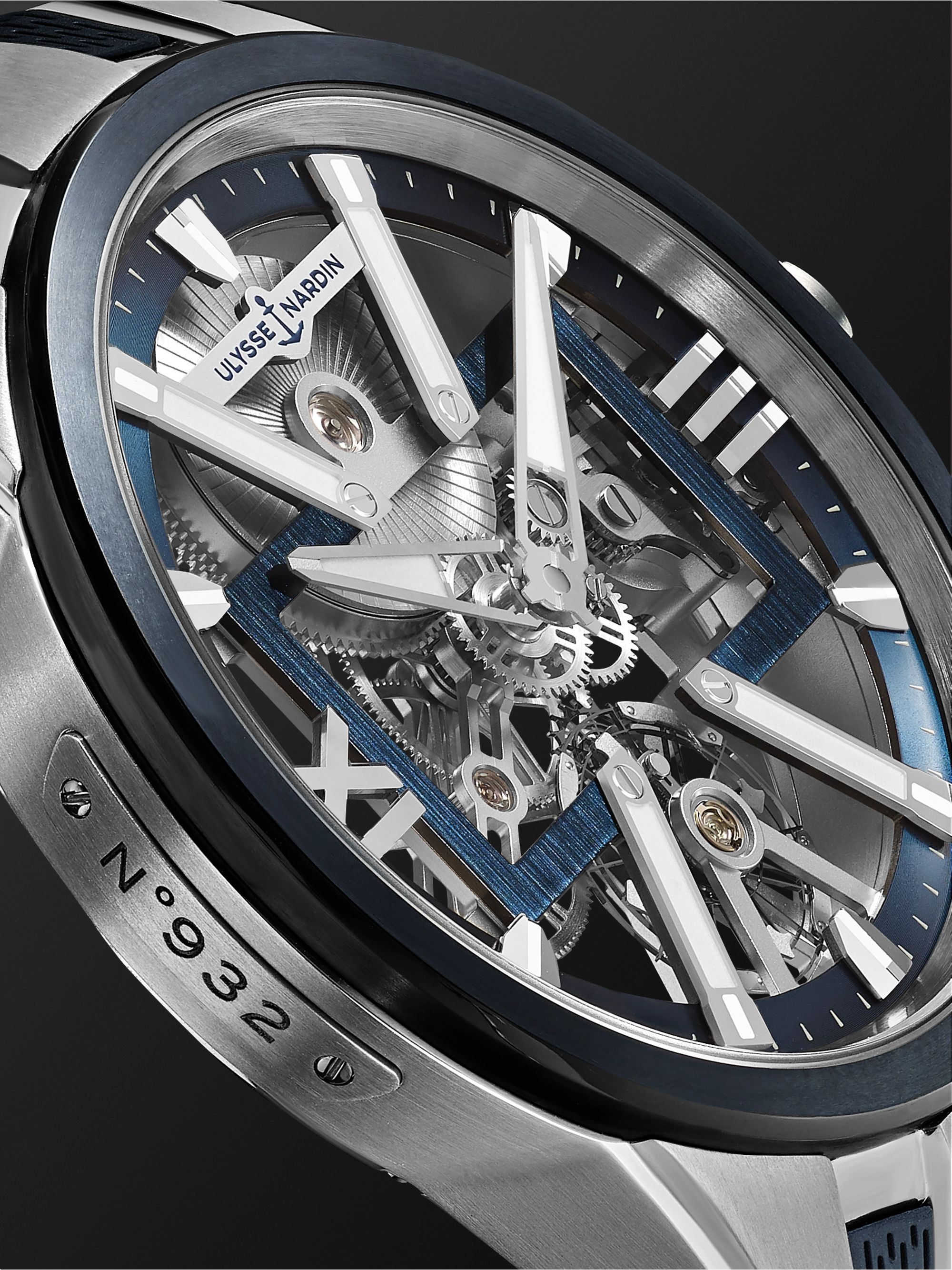 ULYSSE NARDIN Skeleton X Hand-Wound 42mm Titanium and Rubber Watch