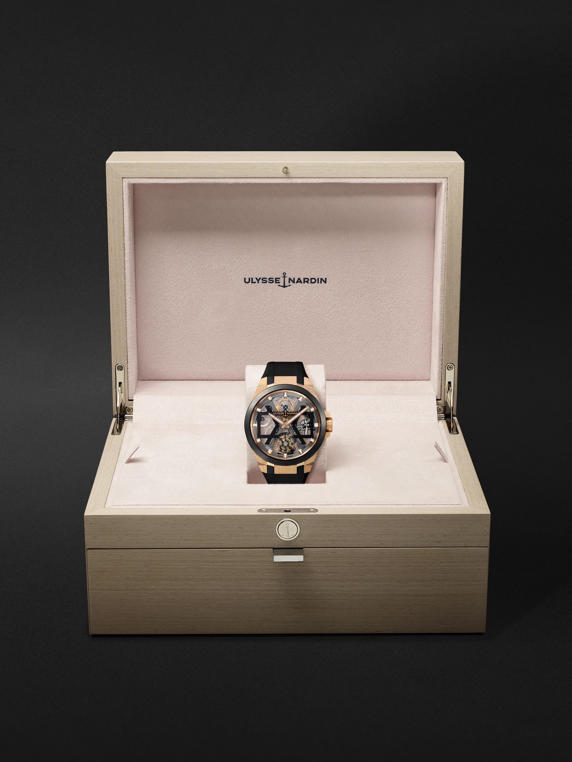 ULYSSE NARDIN Blast Automatic Tourbillon Skeleton 45mm 18-Karat Rose Gold, Titanium and Rubber Watch, Ref. No. 1725-400-3A/02