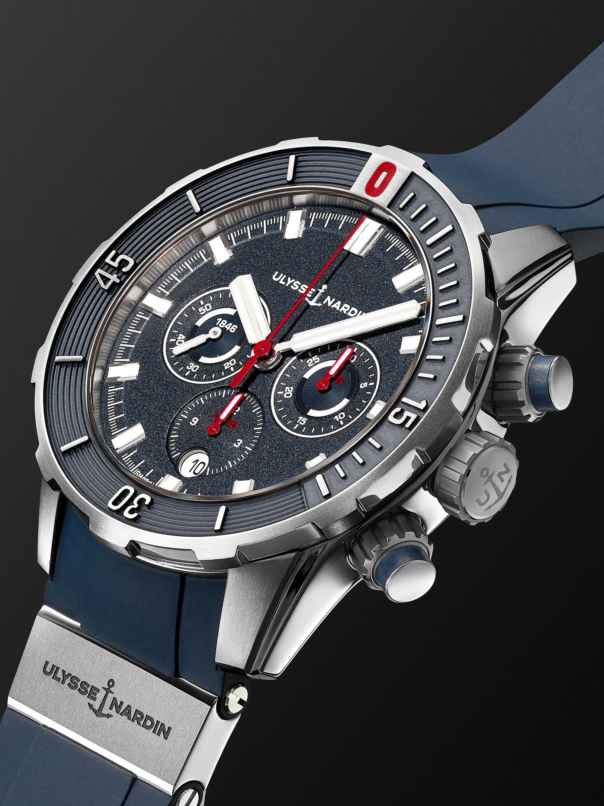 ULYSSE NARDIN Diver Automatic Chronograph 44mm Titanium and Rubber Watch, Ref. No. 1503-170-3/93