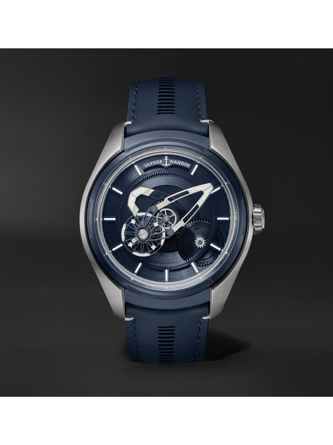 Ulysse Nardin Freak X Automatic 43mm Titanium And Leather Watch, Ref. No. 2303-270.1/03 In Blue