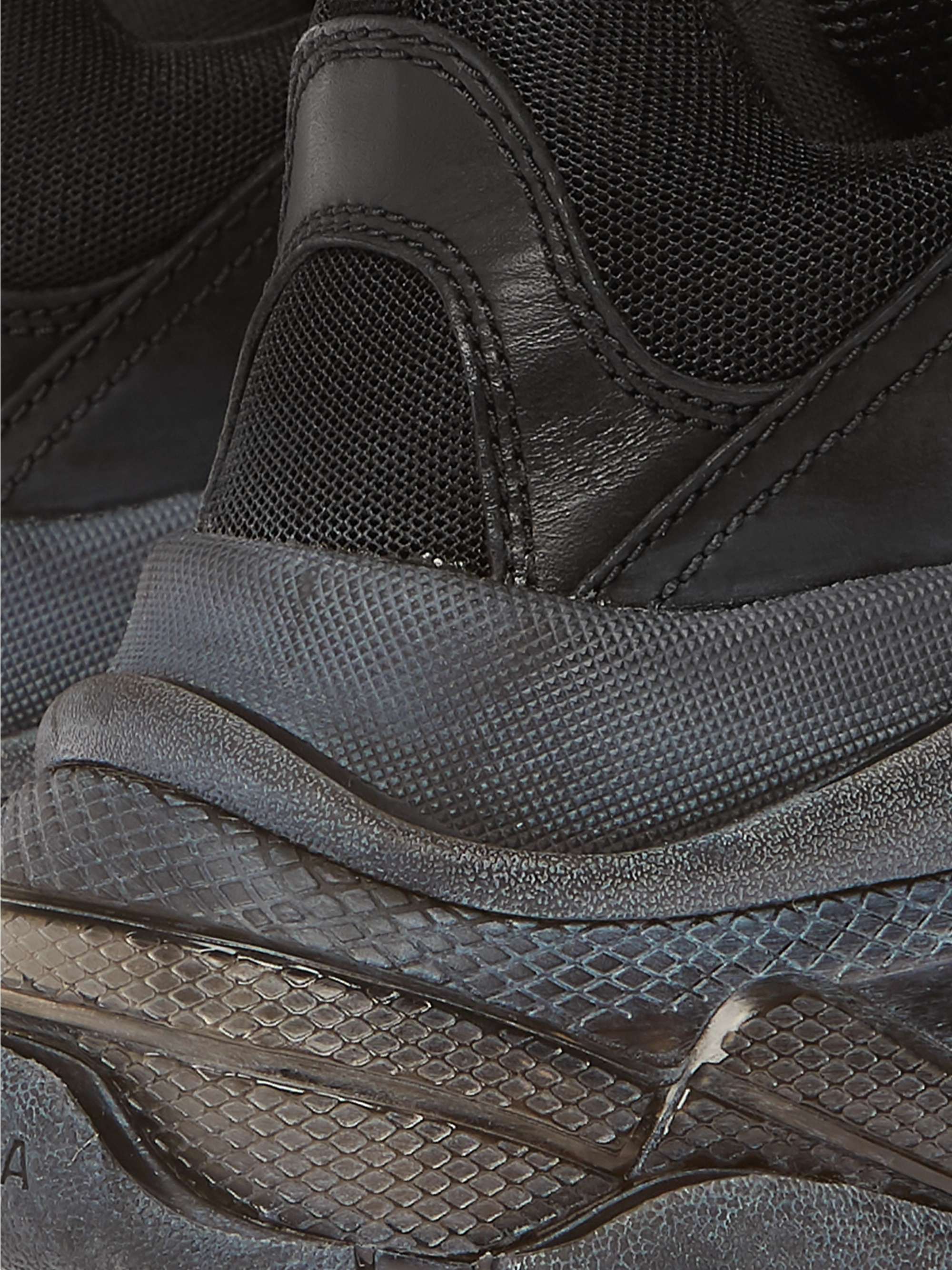 BALENCIAGA Triple S Clear Sole Mesh, Nubuck and Leather Sneakers