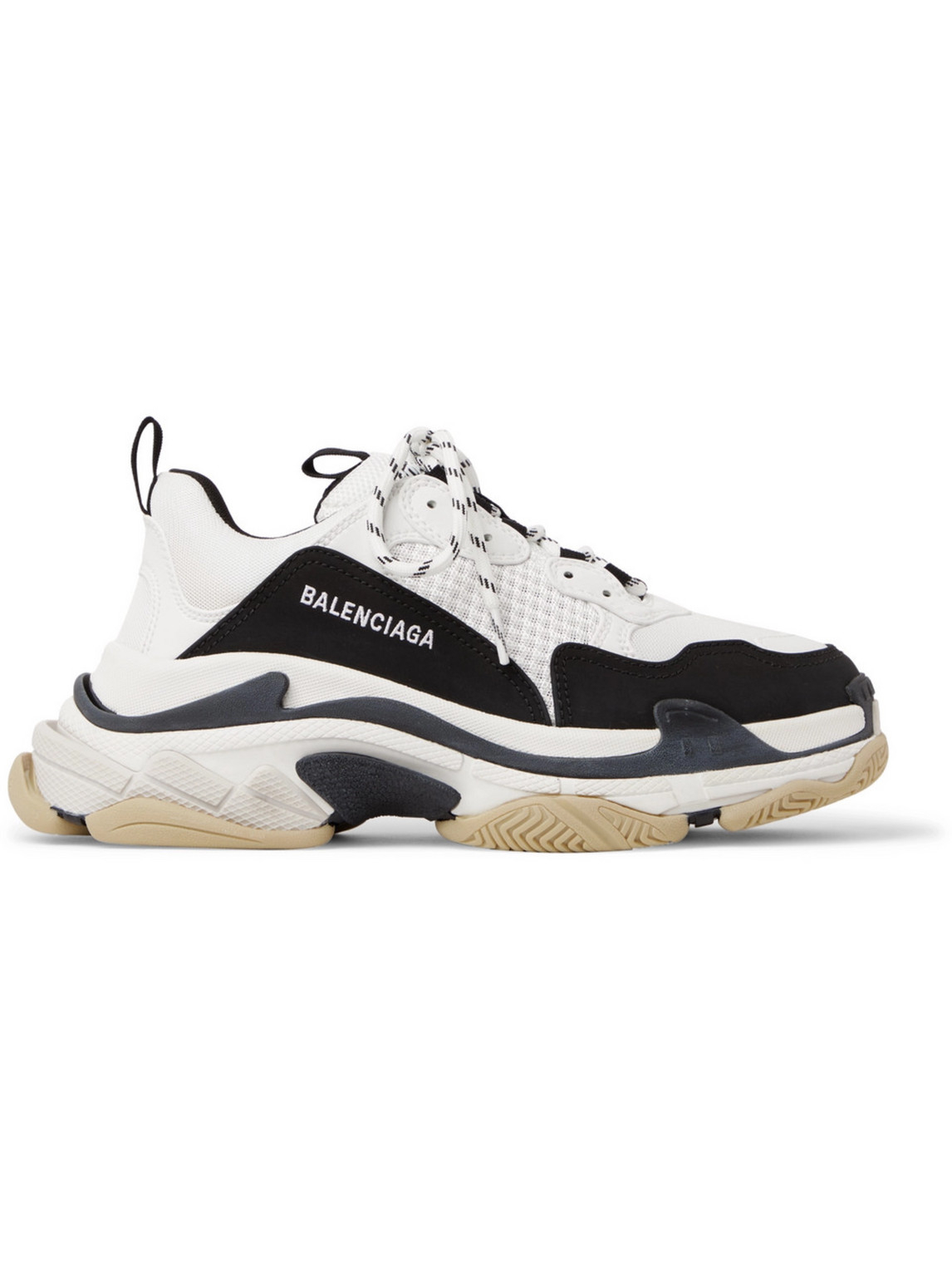 Balenciaga Triple S Mesh, Nubuck And Leather Sneakers In White