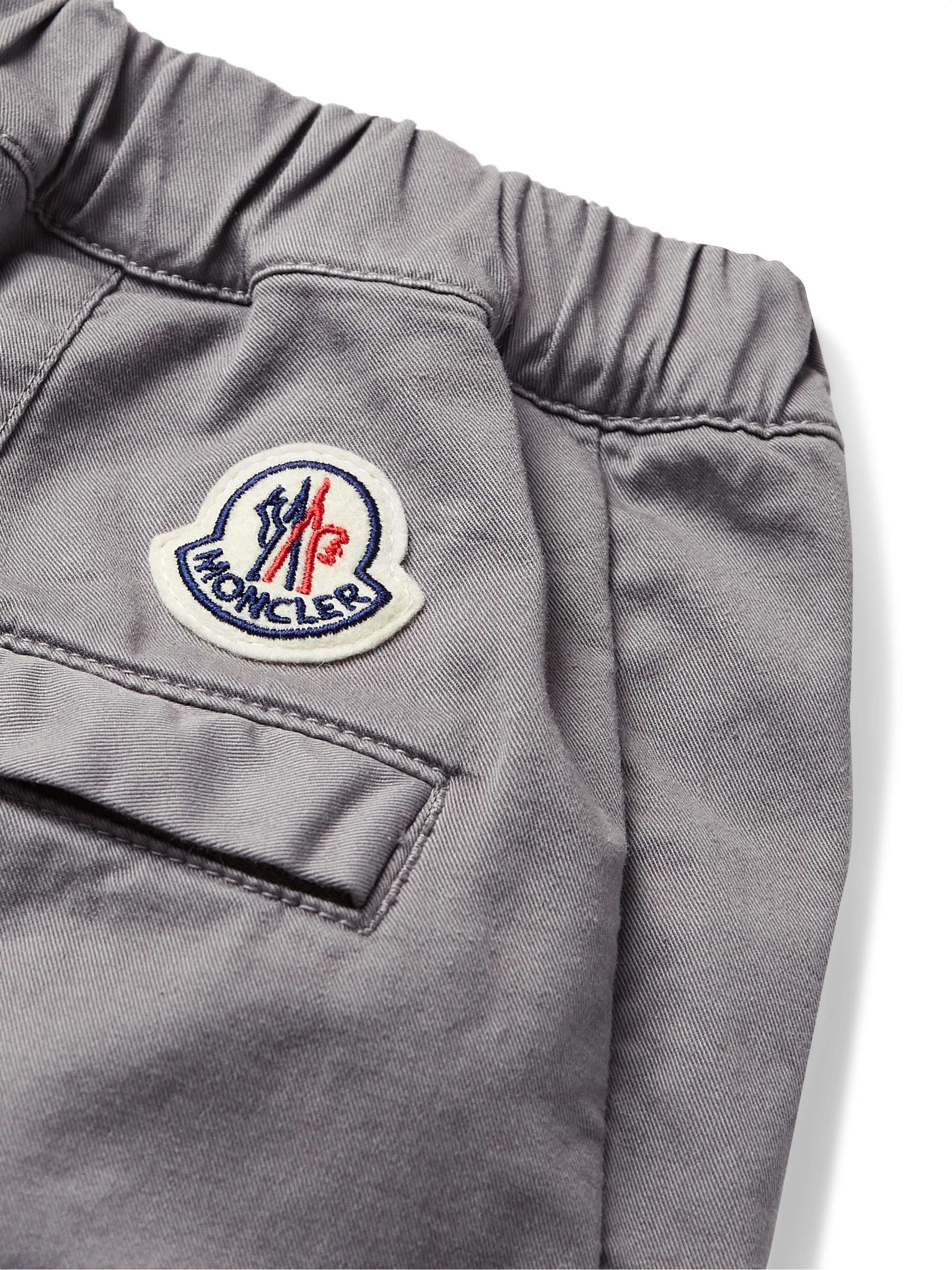 MONCLER Tapered Belted Shell-Trimmed Stretch-Cotton Twill Cargo Trousers