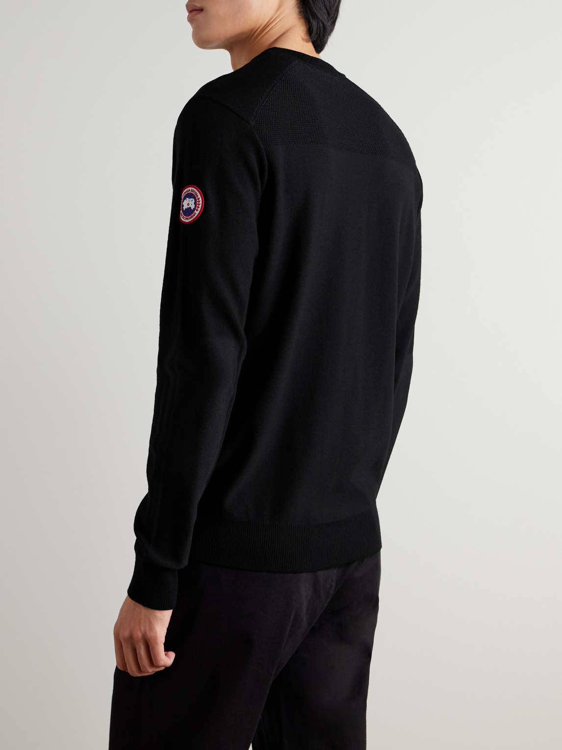 Shop Canada Goose Dartmouth Cordura-panelled Merino Wool Sweater In Black