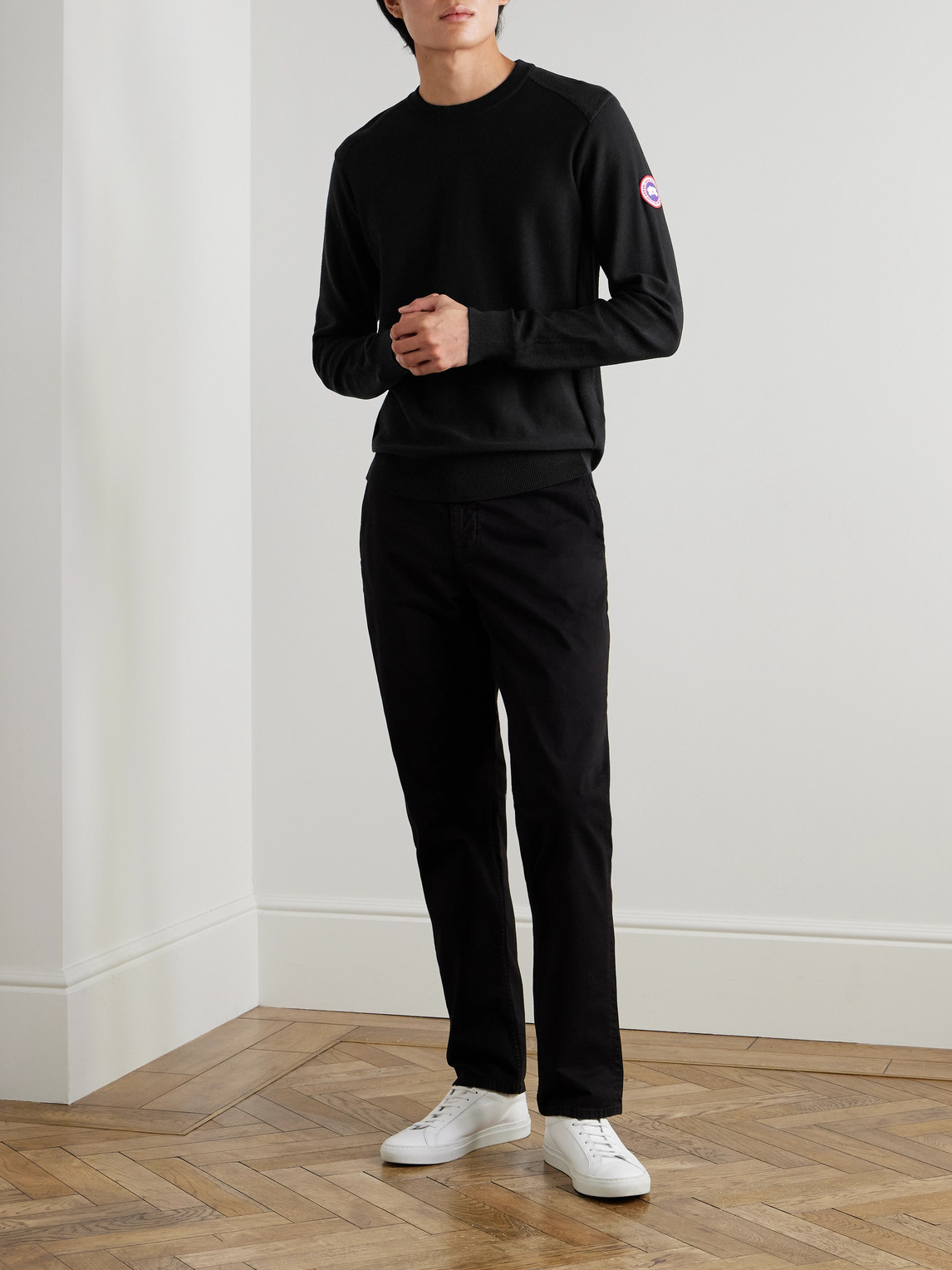 Shop Canada Goose Dartmouth Cordura-panelled Merino Wool Sweater In Black