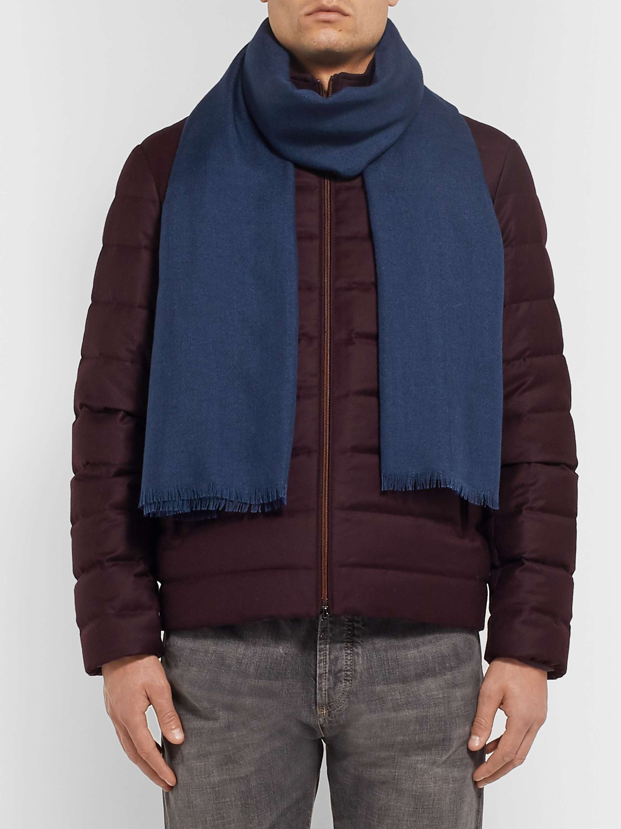 LORO PIANA Fringed Cashmere and Silk-Blend Scarf
