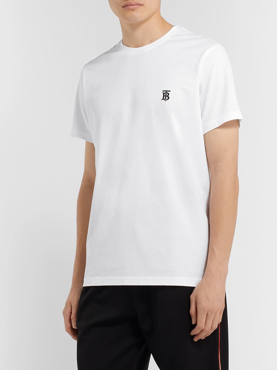 BURBERRY LOGO-EMBROIDERED COTTON-JERSEY T-SHIRT