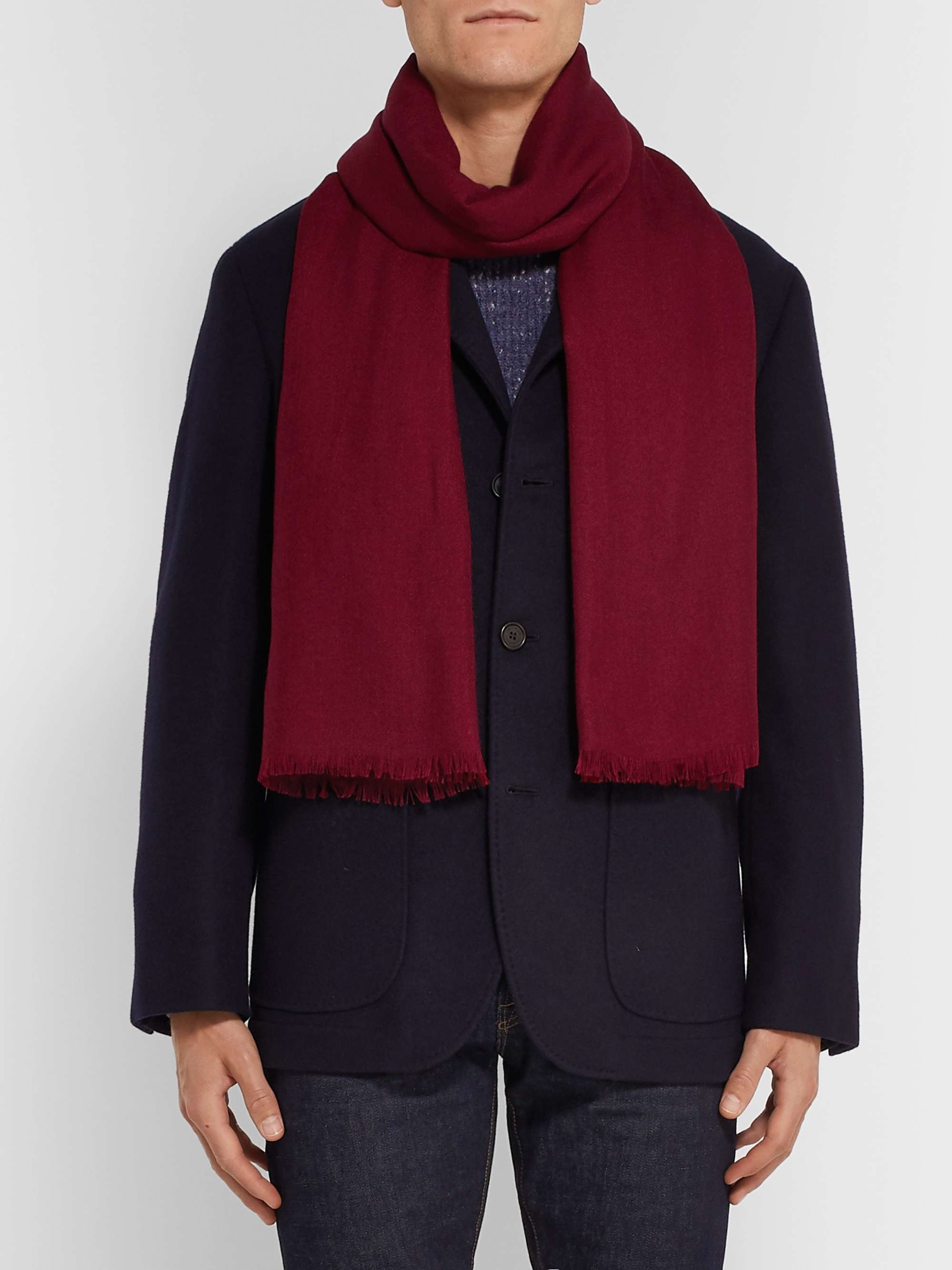 LORO PIANA Fringed Cashmere and Silk-Blend Scarf