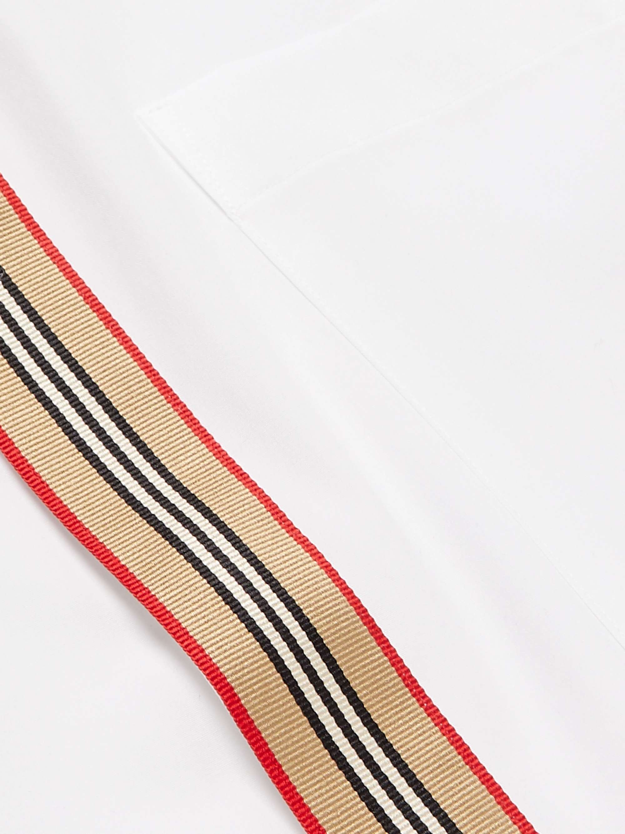BURBERRY Slim-Fit Striped Grosgrain-Trimmed Cotton-Blend Oxford Shirt
