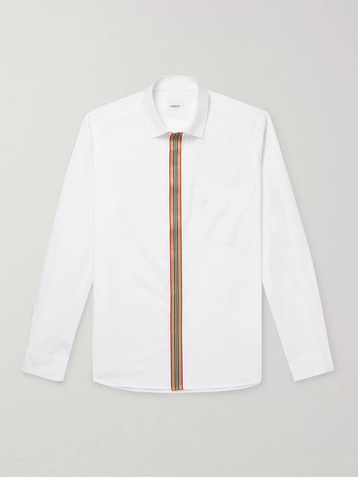 Slim-Fit Striped Grosgrain-Trimmed Cotton-Blend Oxford Shirt