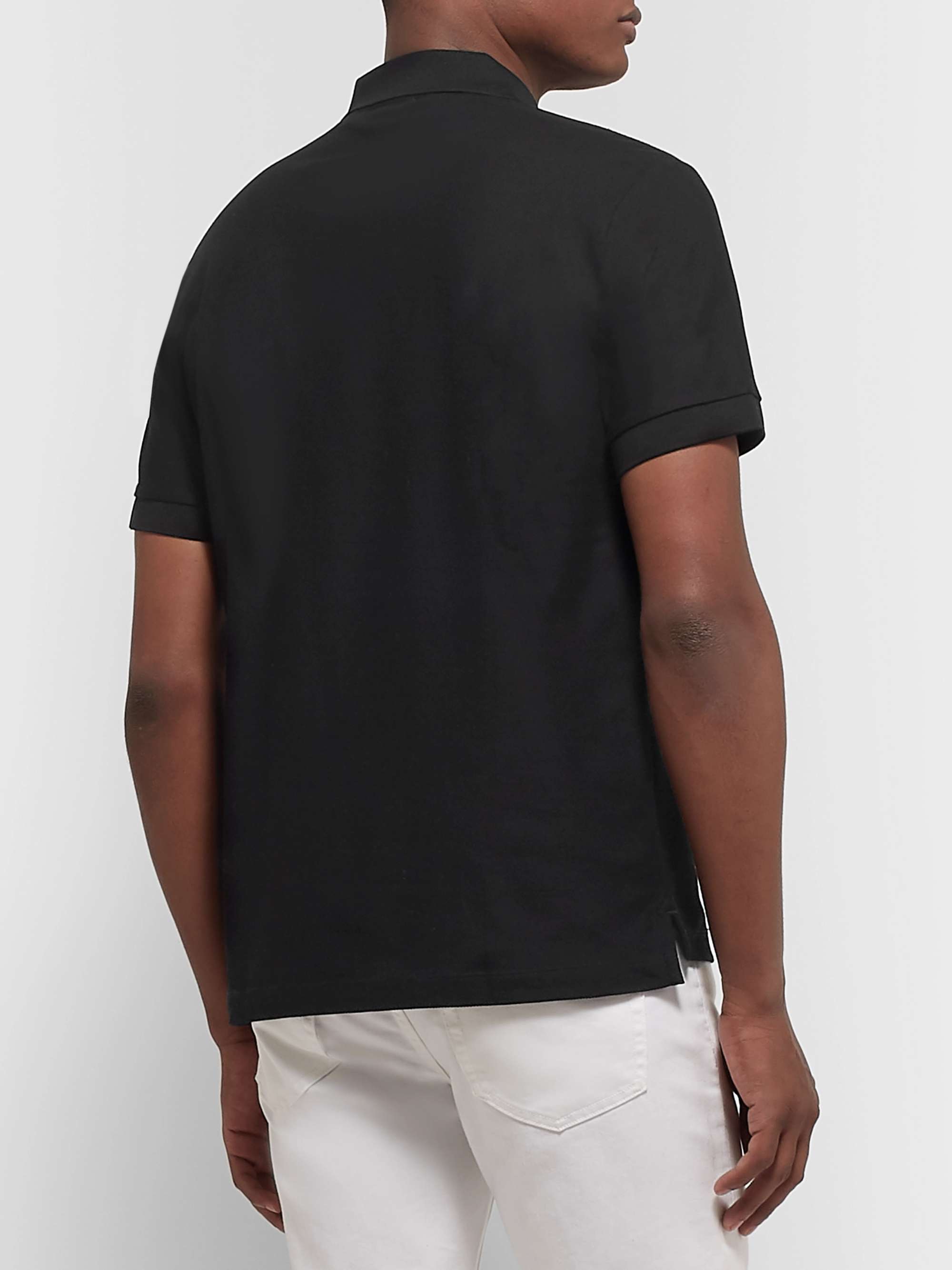 BURBERRY Slim-Fit Logo-Embroidered Cotton-Piqué Polo Shirt