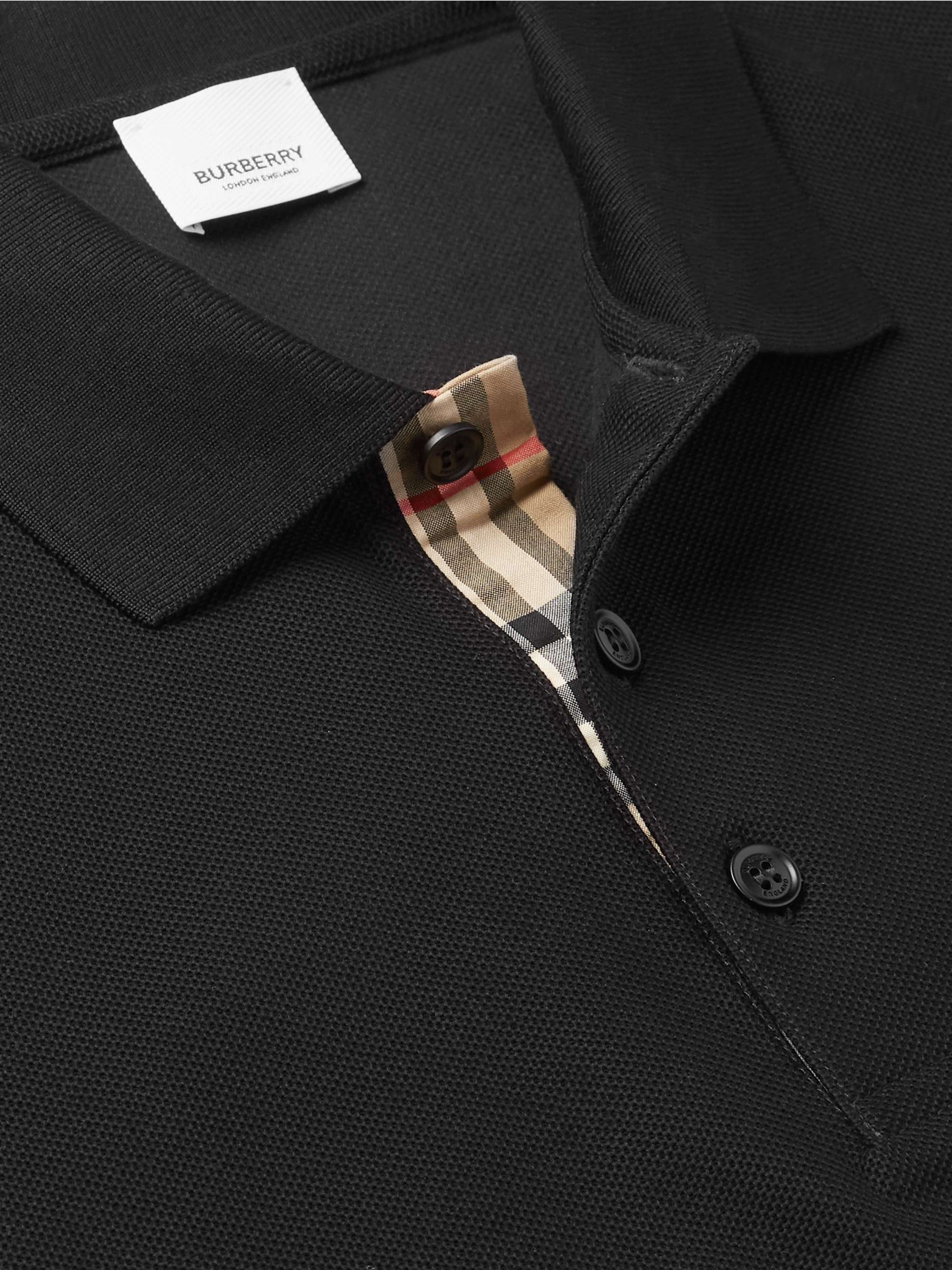 BURBERRY Slim-Fit Logo-Embroidered Cotton-Piqué Polo Shirt