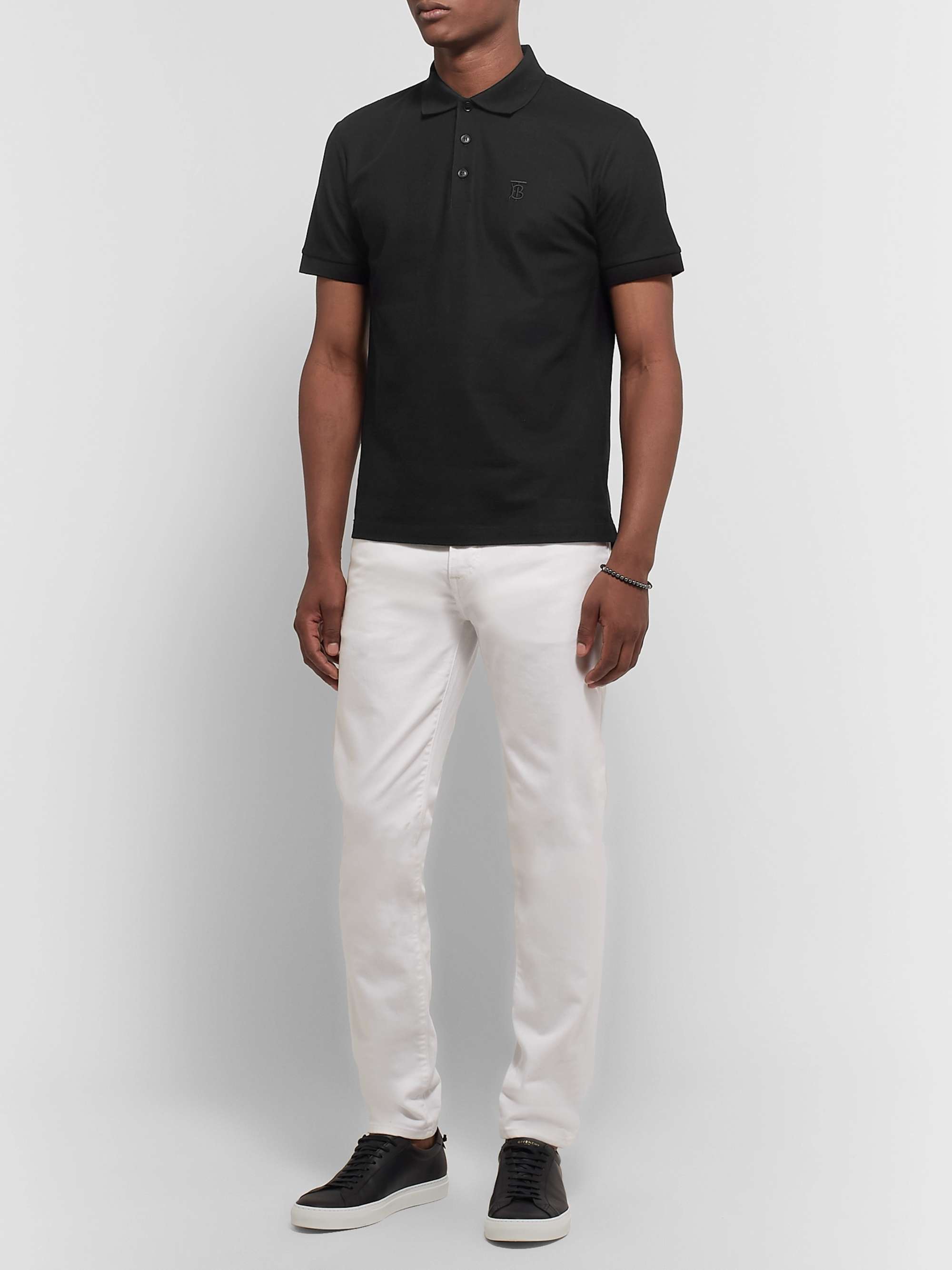 BURBERRY: polo shirt in pique cotton - White