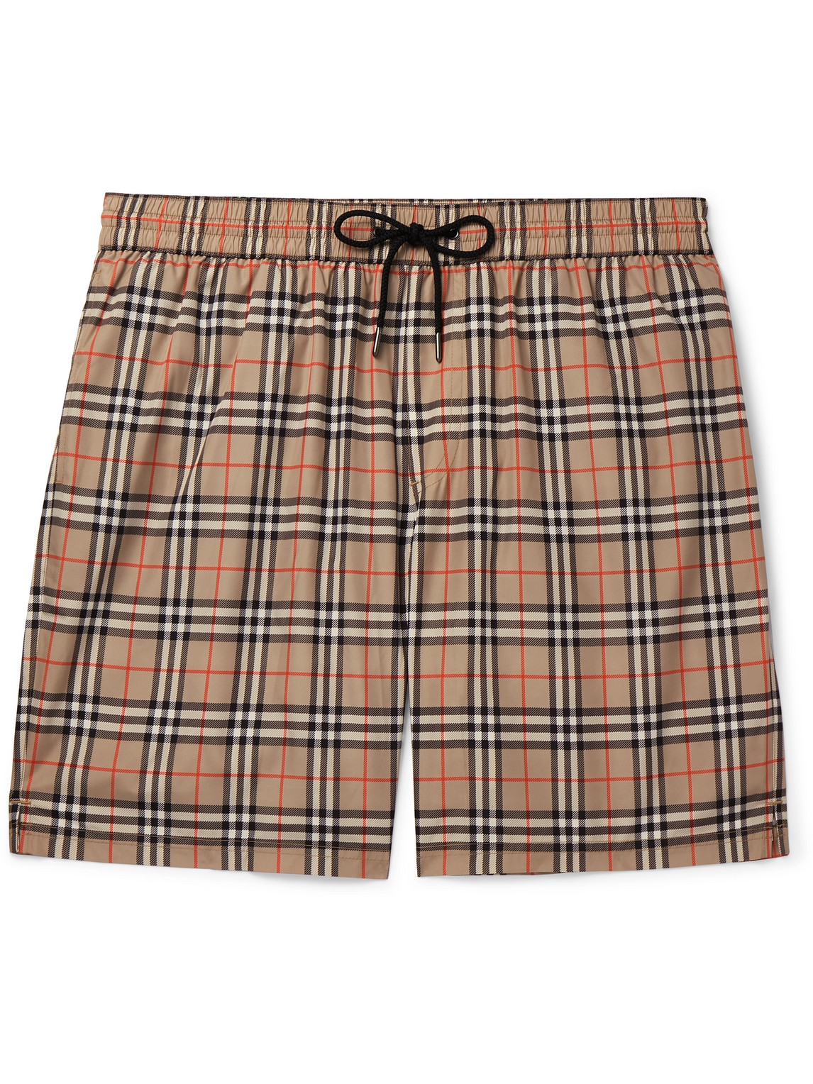 Burberry Long-length Checked Swim Shorts In Neutrals