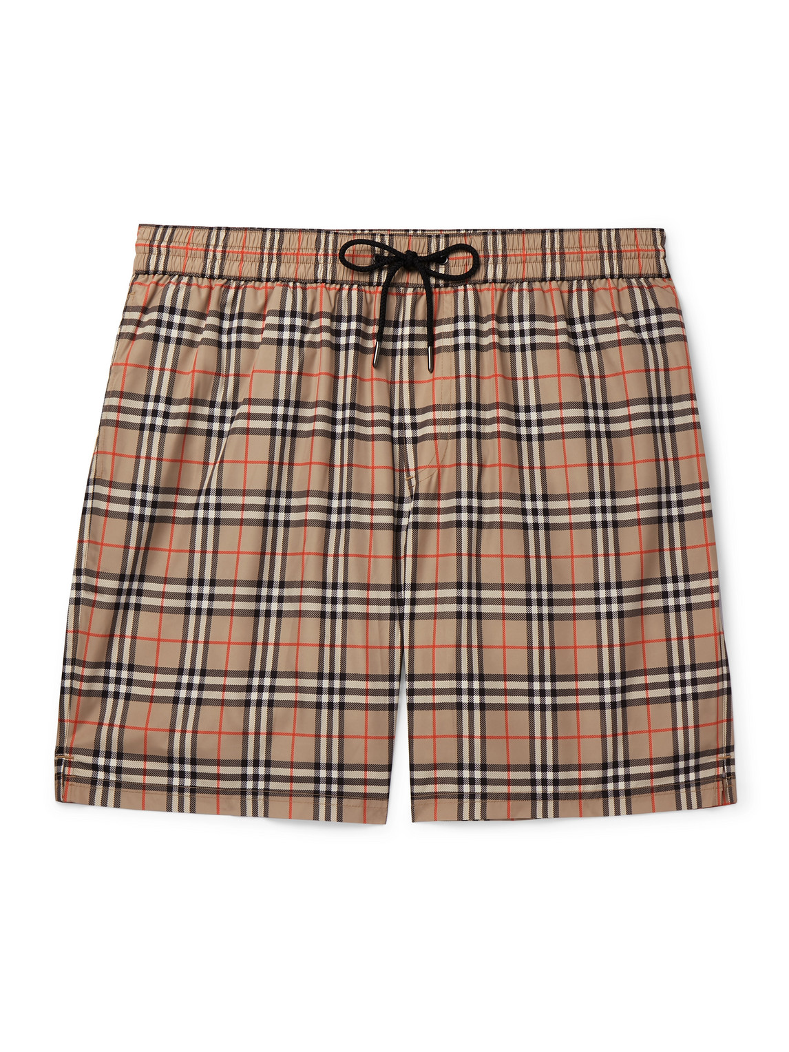 Shop Burberry Long-length Checked Swim Shorts In Neutrals